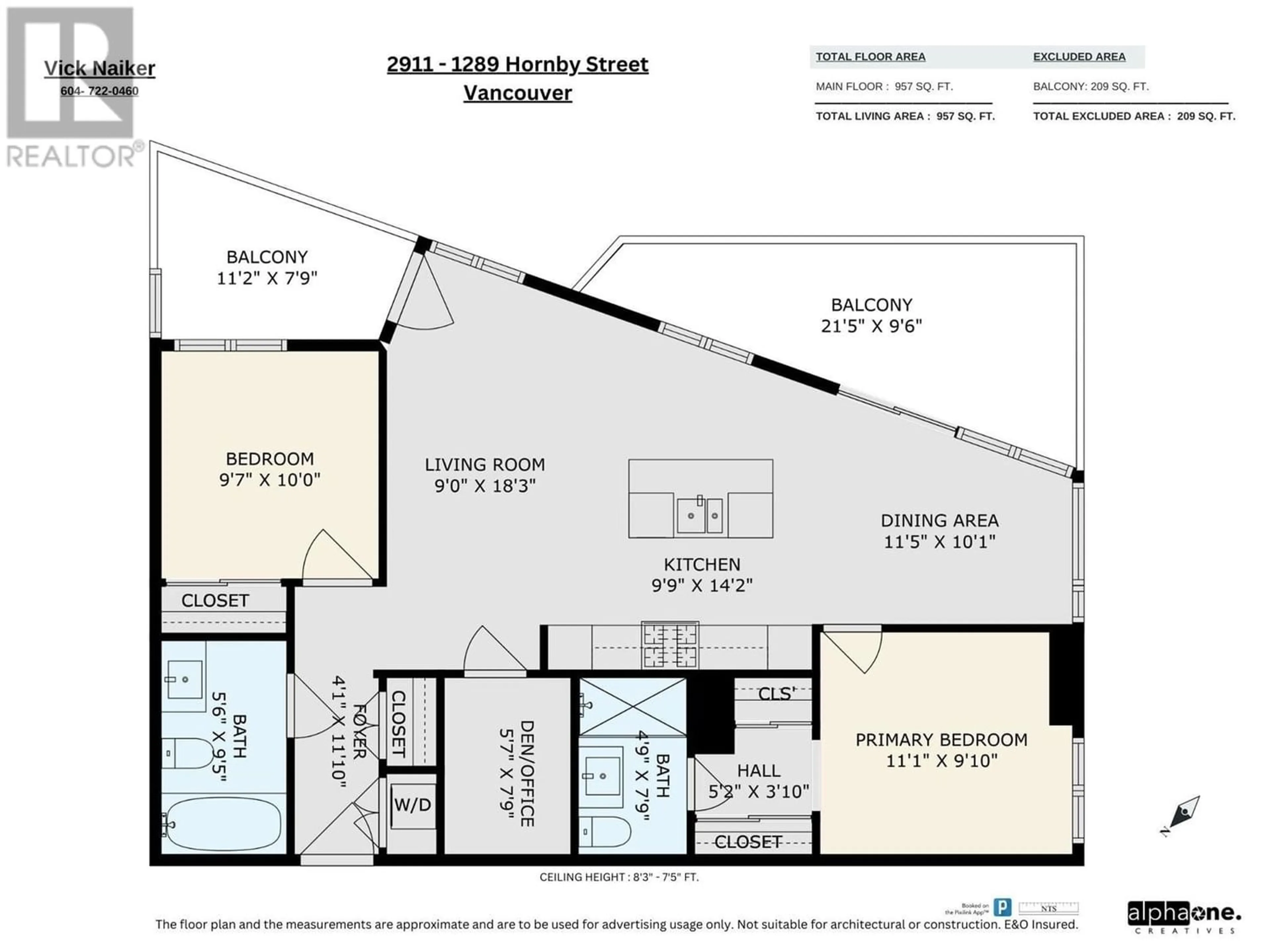 Floor plan for 2911 1289 HORNBY STREET, Vancouver British Columbia V6Z0G7