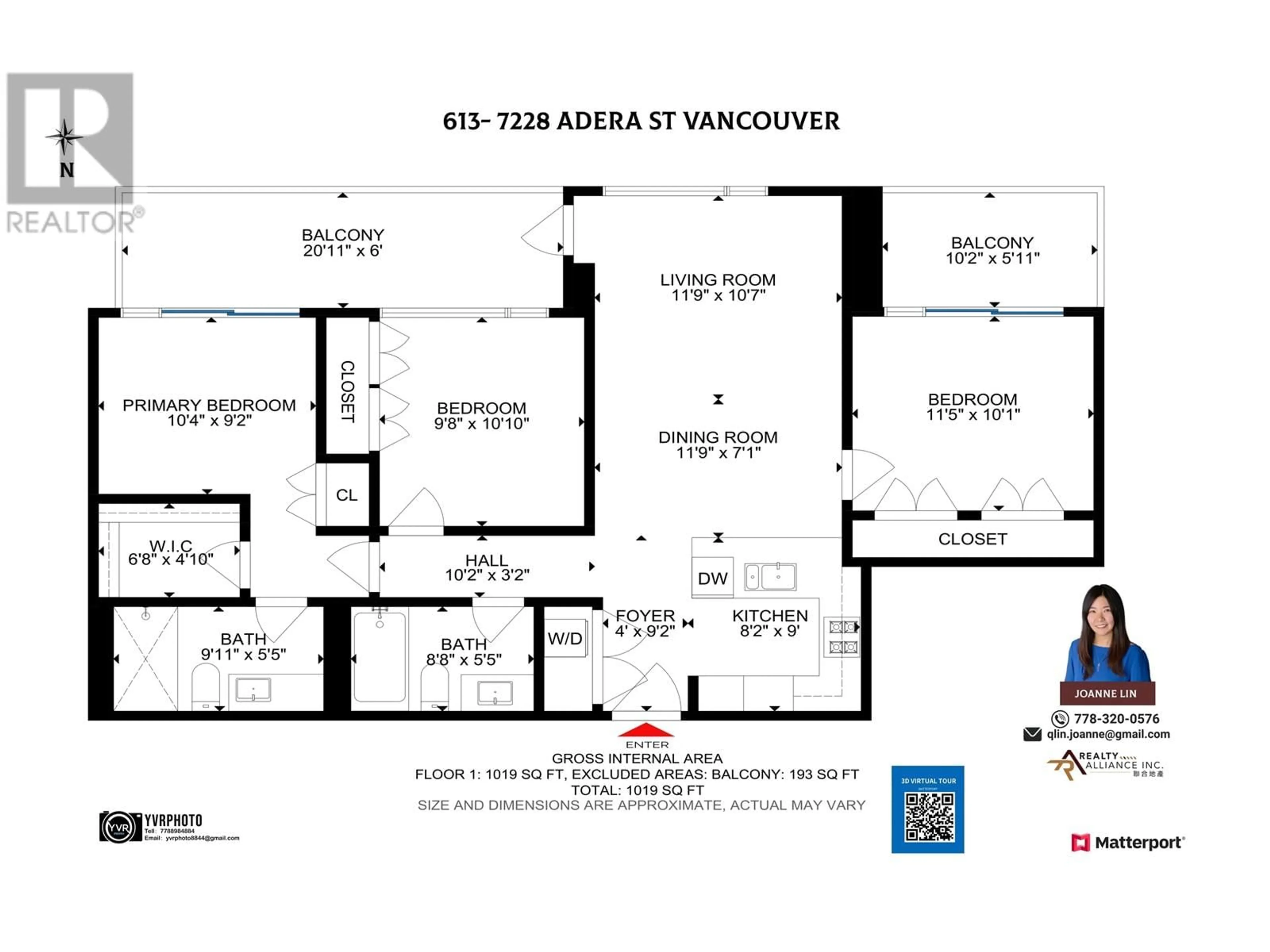 Floor plan for 613 7228 ADERA STREET, Vancouver British Columbia V6P0H8