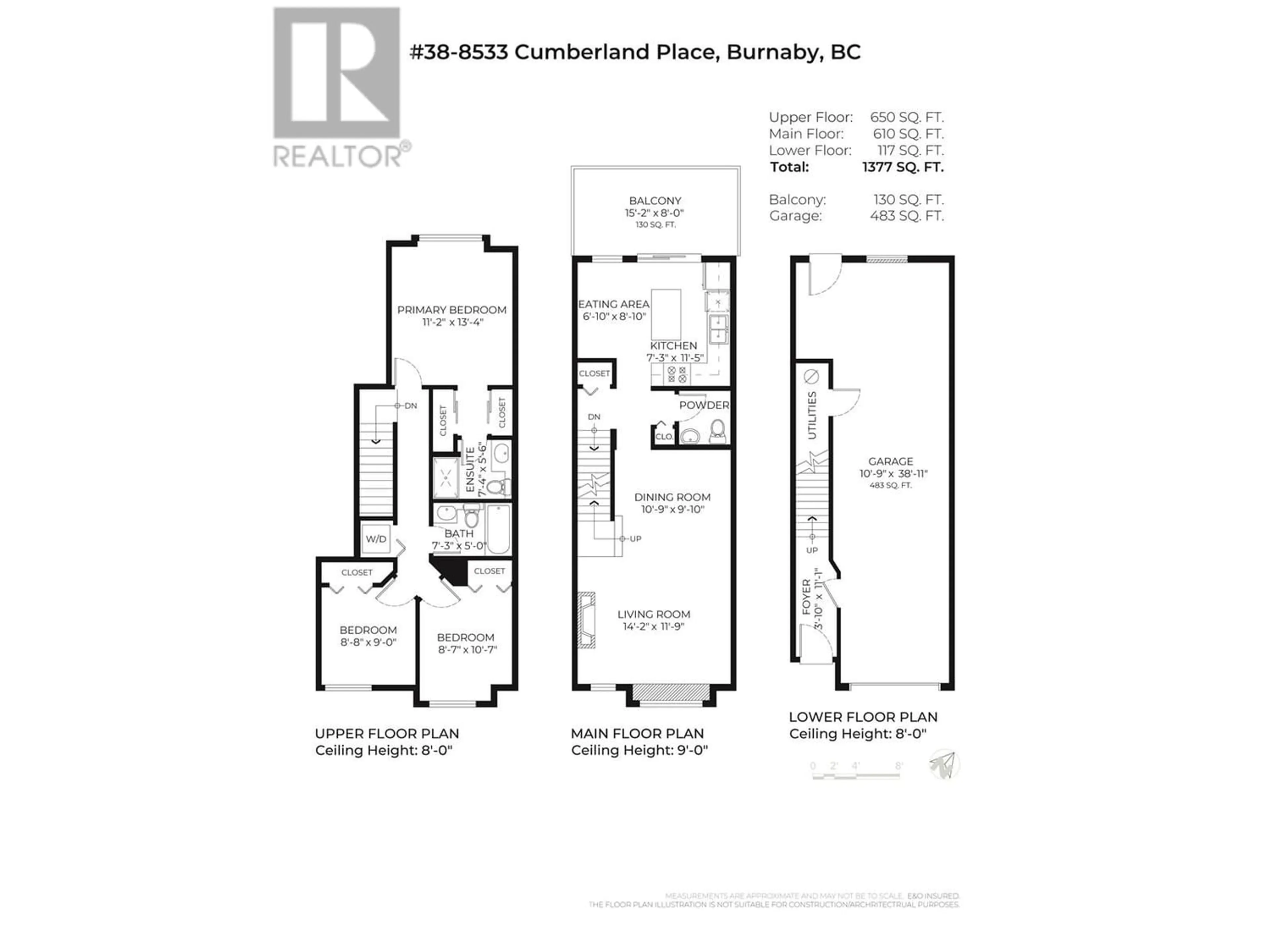 Floor plan for 38 8533 CUMBERLAND PLACE, Burnaby British Columbia V3N5C1
