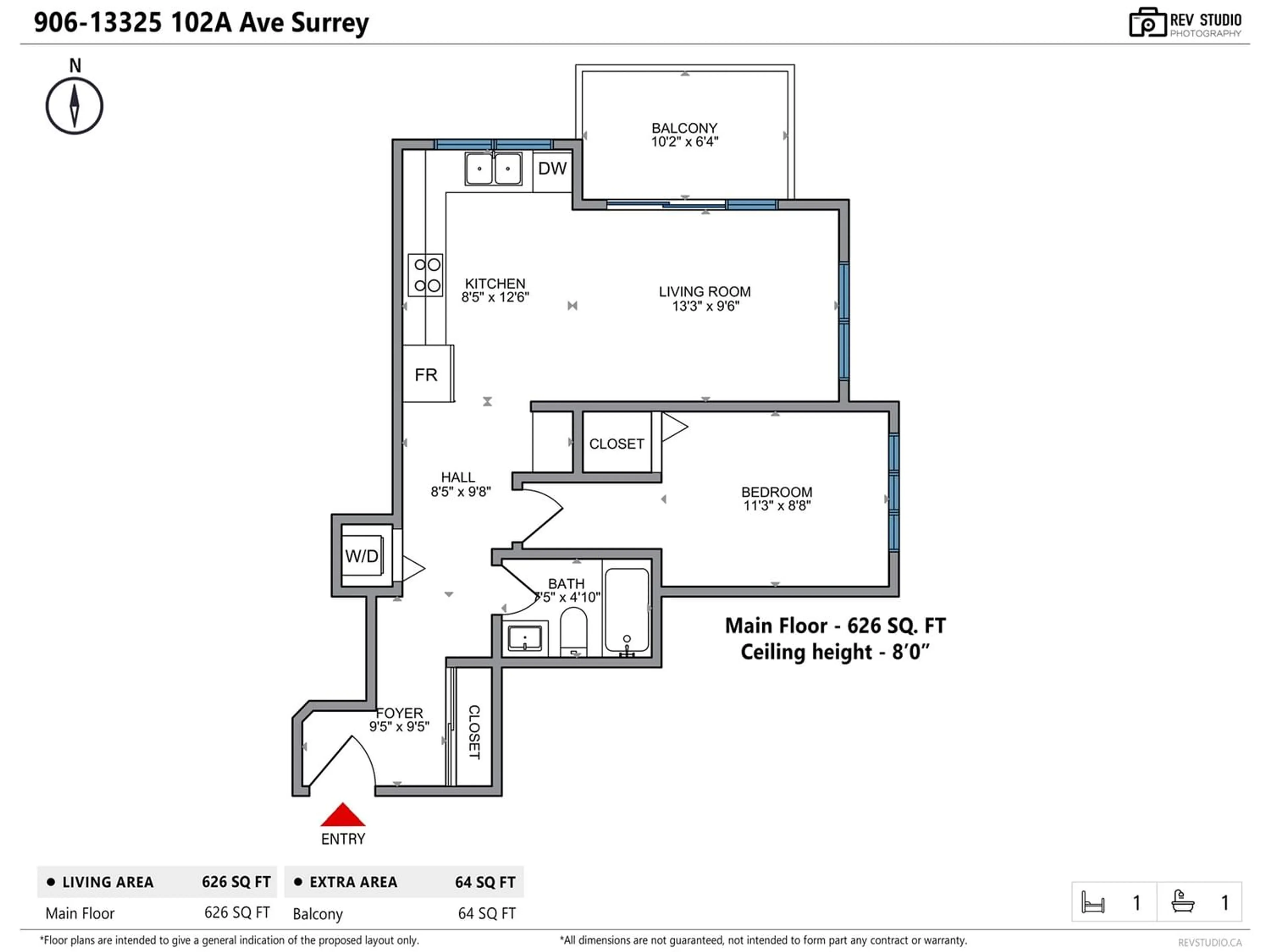 Floor plan for 906 13325 102A AVENUE, Surrey British Columbia V3T0J5