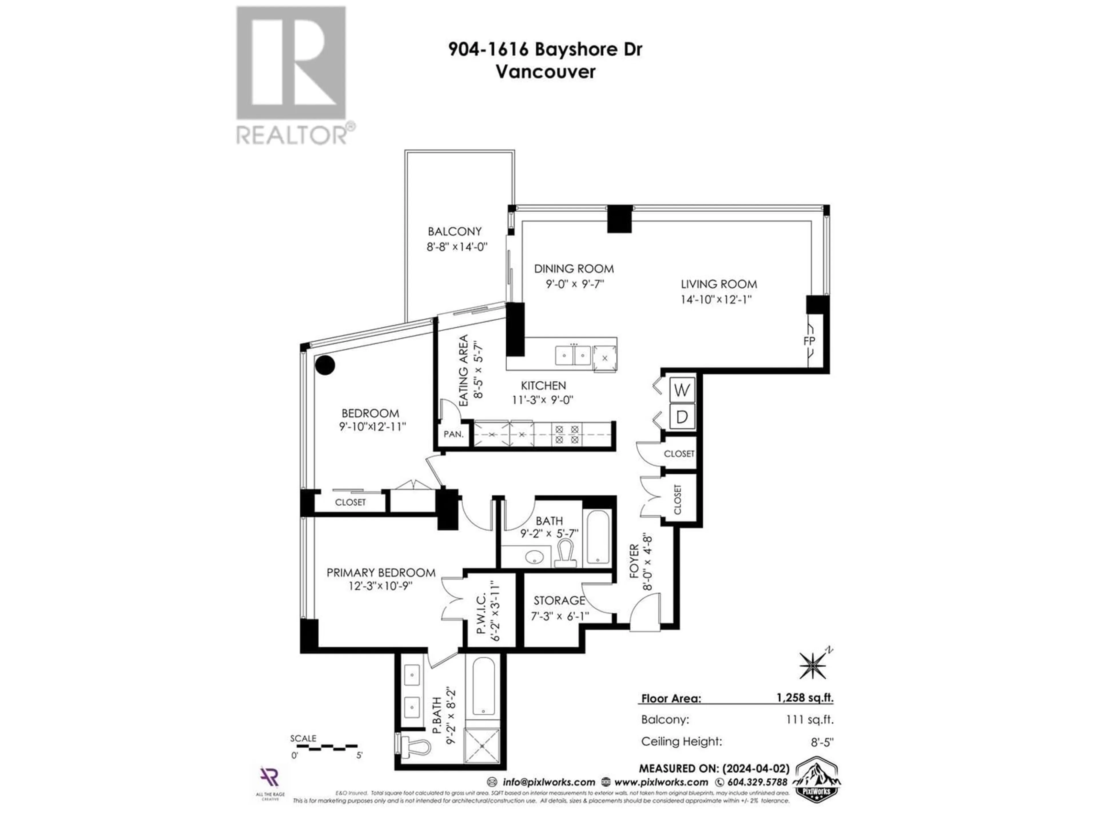 Floor plan for 904 1616 BAYSHORE DRIVE, Vancouver British Columbia V6G3L1