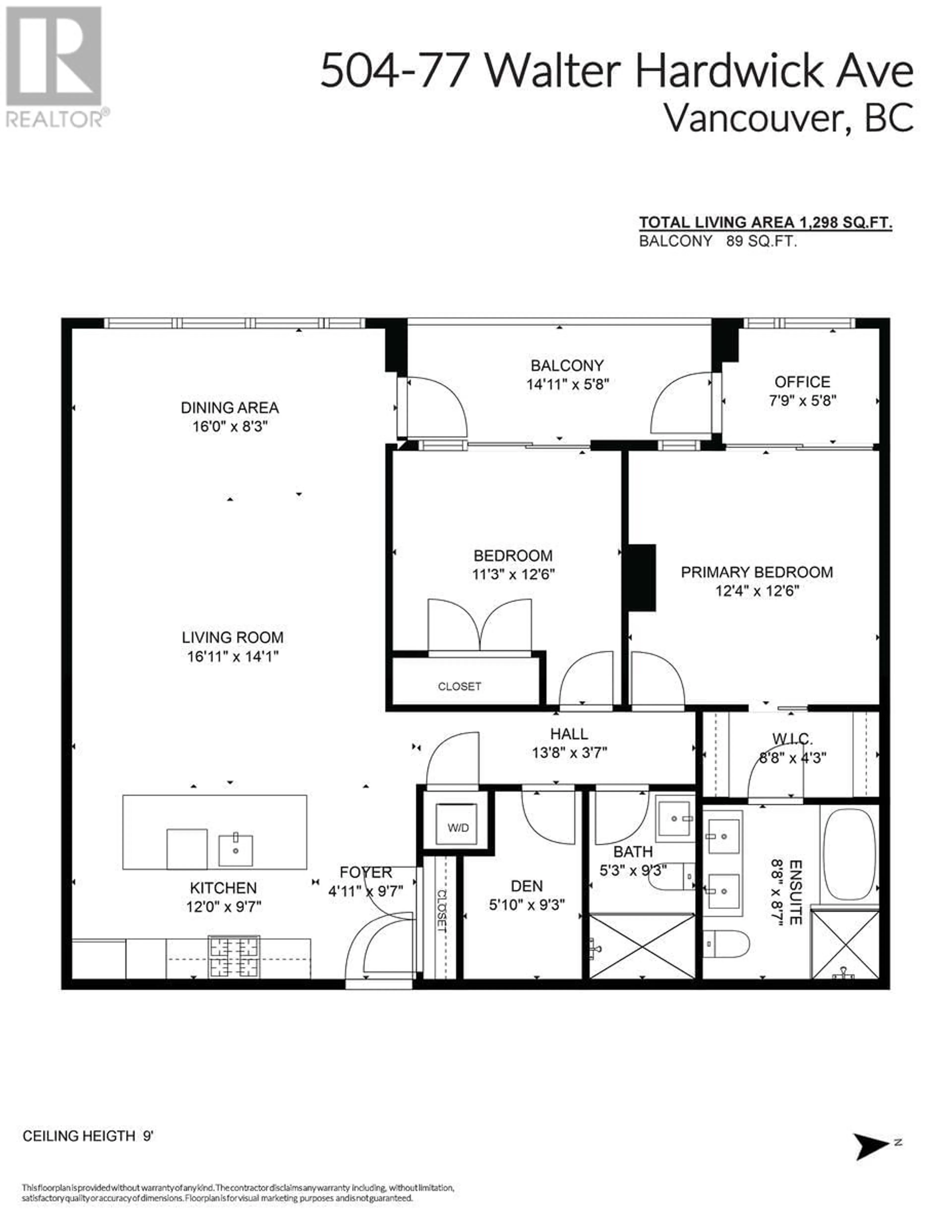 Floor plan for 504 77 WALTER HARDWICK AVENUE, Vancouver British Columbia V5Y0C6