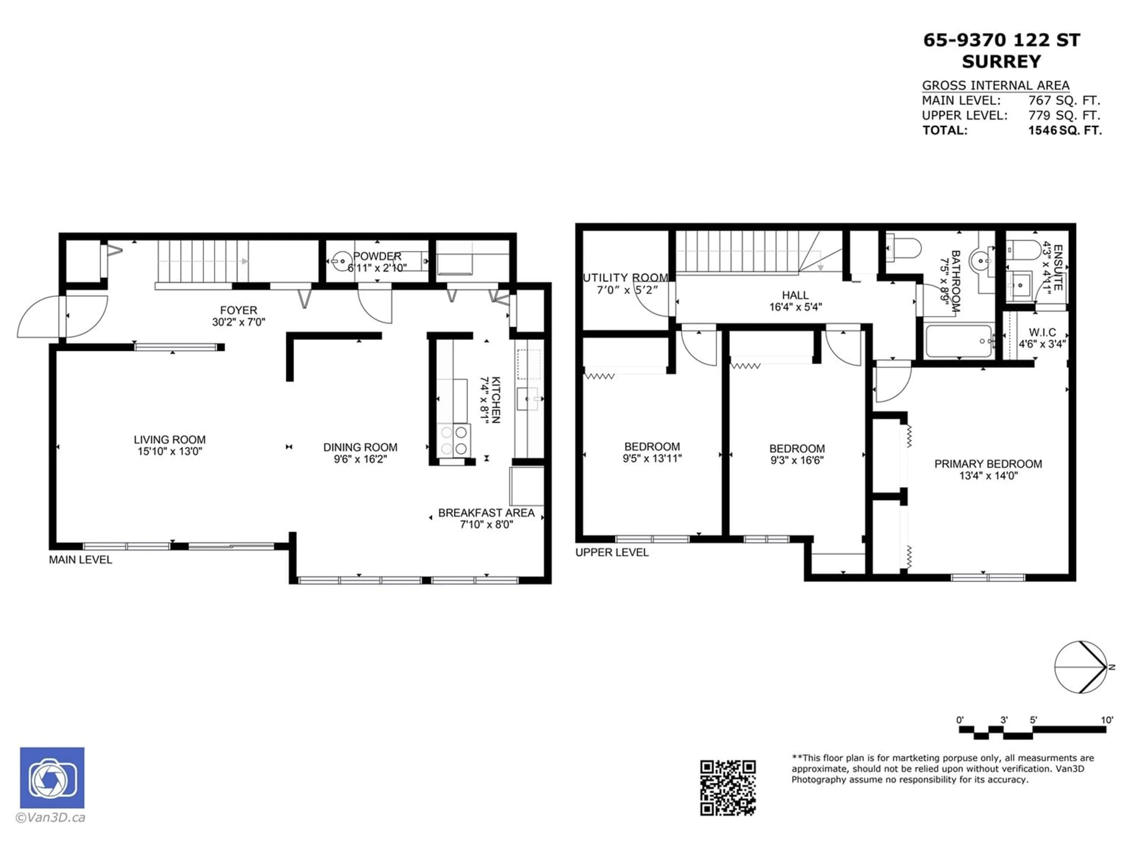 Floor plan for 65 9370 122 STREET, Surrey British Columbia V3V4L6