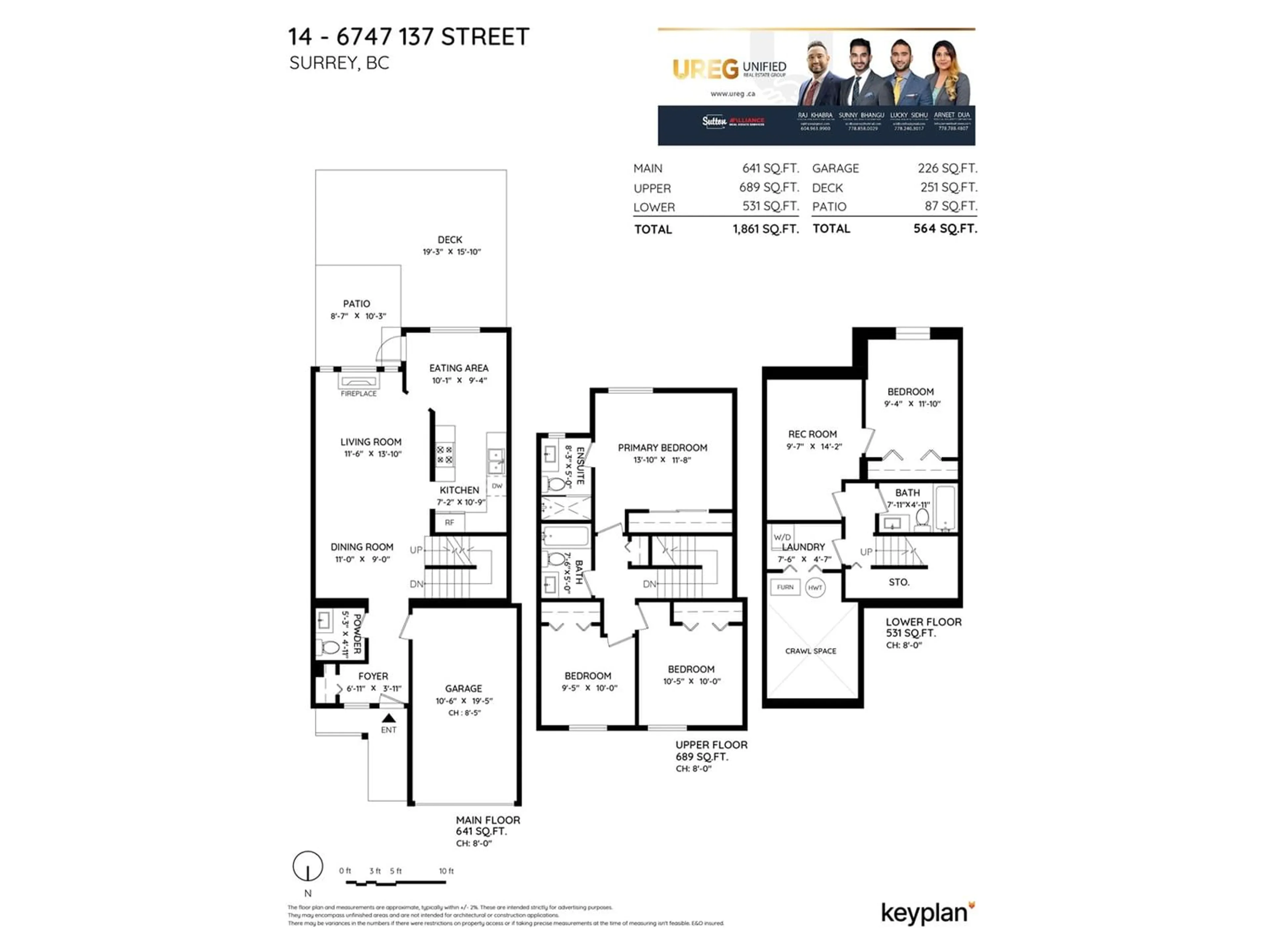 Floor plan for 14 6747 137 STREET, Surrey British Columbia V3W9C4