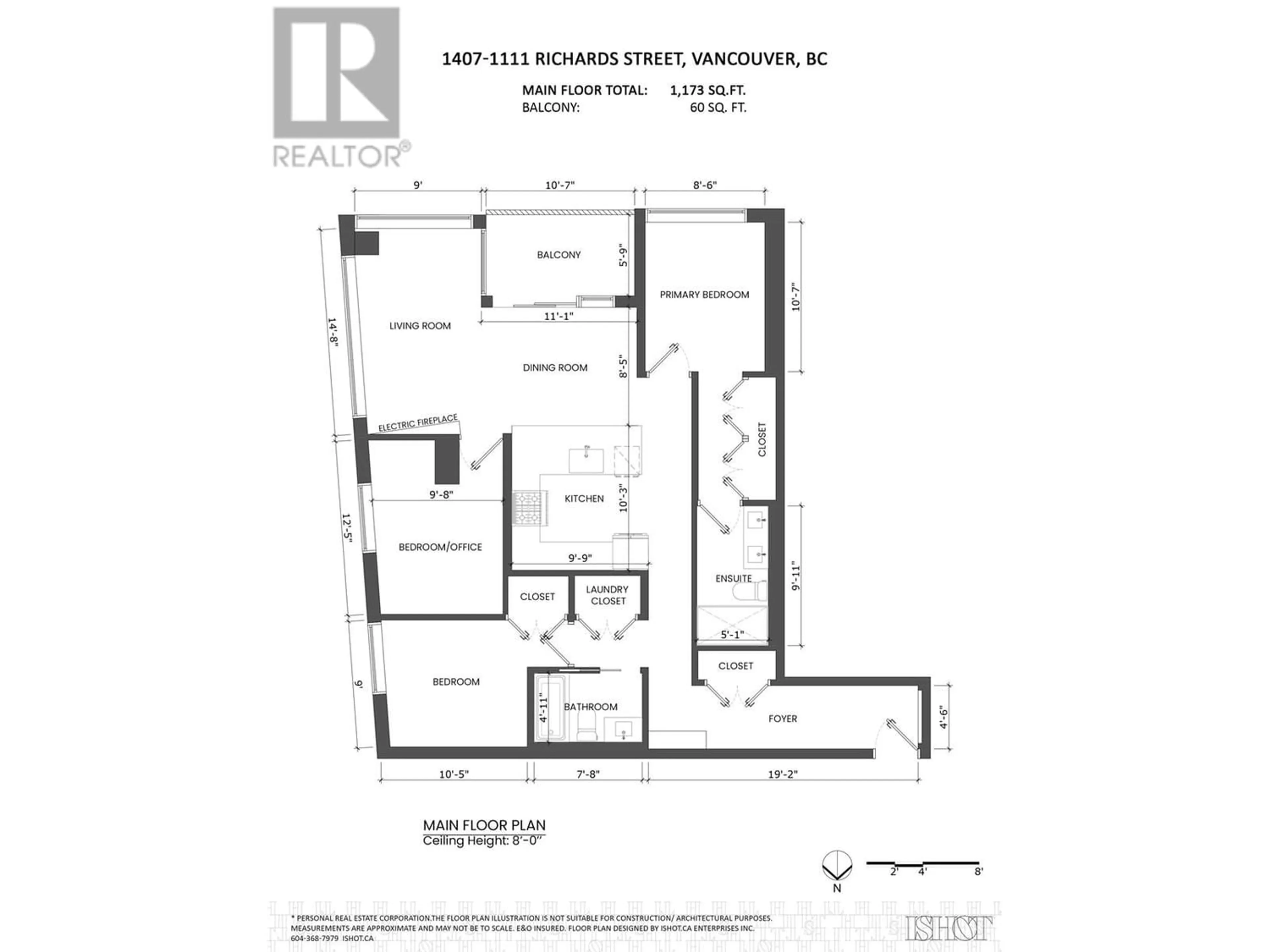 Floor plan for 1407 1111 RICHARDS STREET, Vancouver British Columbia V6B3E1