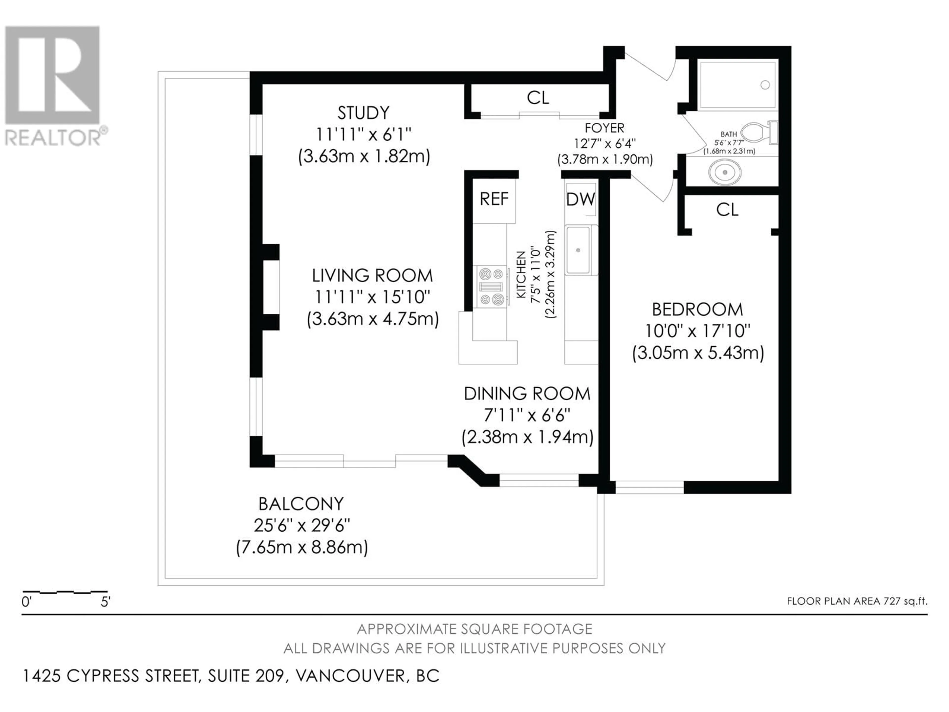 Floor plan for 209 1425 CYPRESS STREET, Vancouver British Columbia V6J3L1