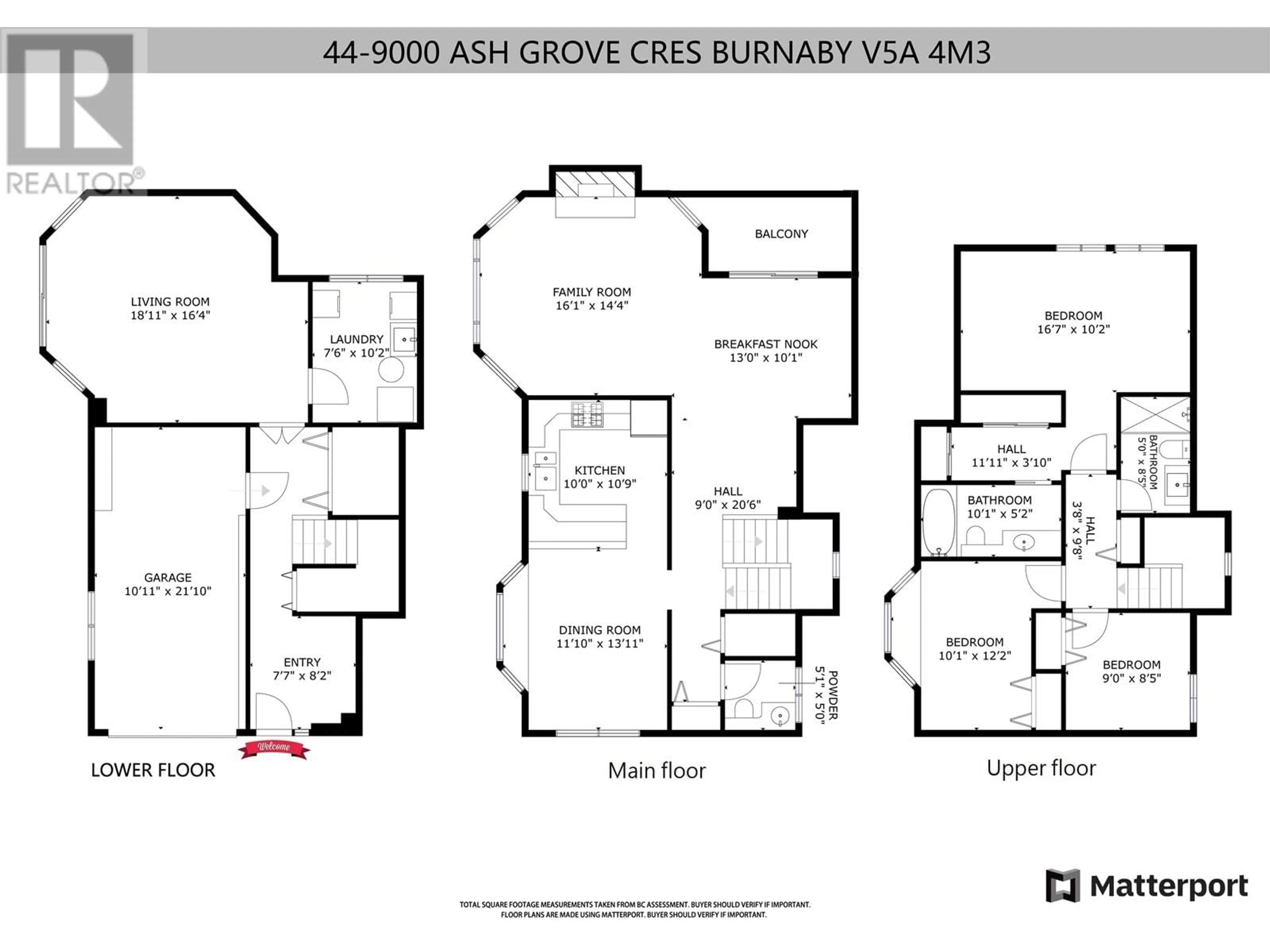 Floor plan for 44 - 9000 ASH GROVE CRESCENT, Burnaby British Columbia V5A4M3