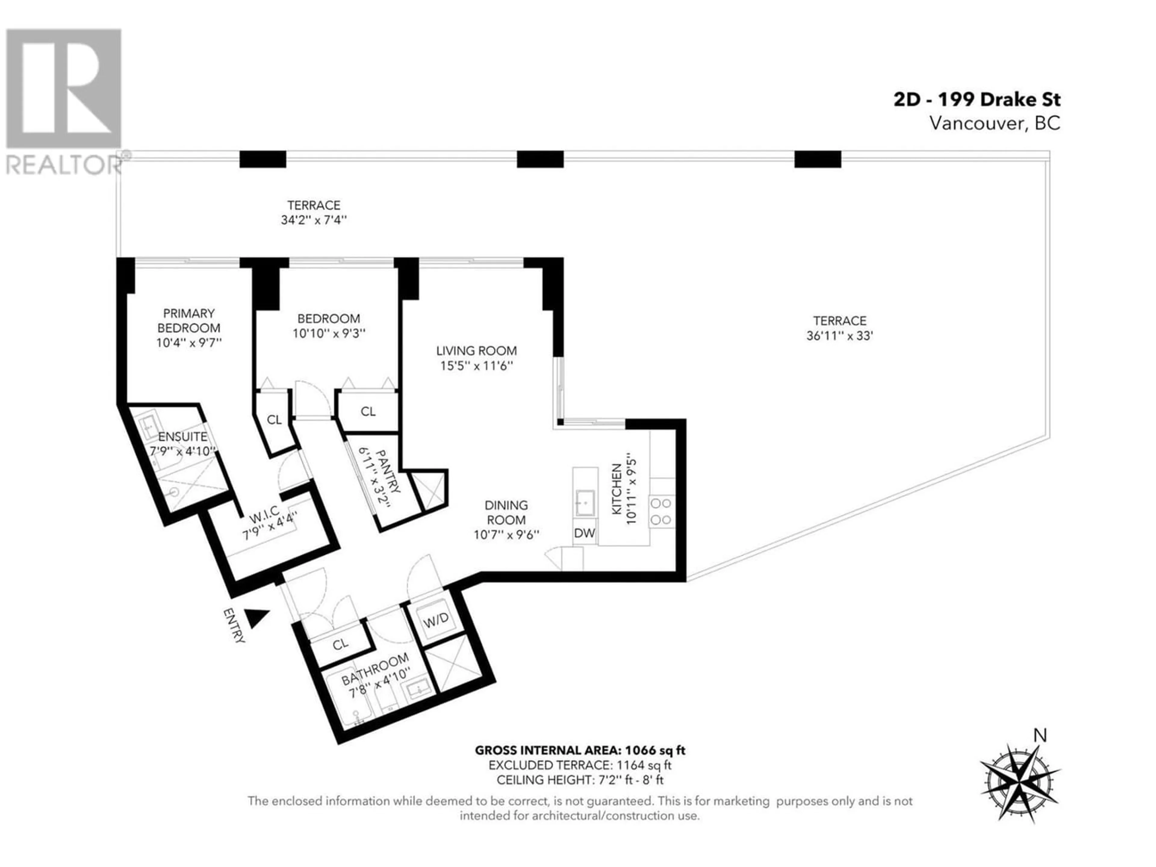 Floor plan for 2D 199 DRAKE STREET, Vancouver British Columbia V6Z2T9