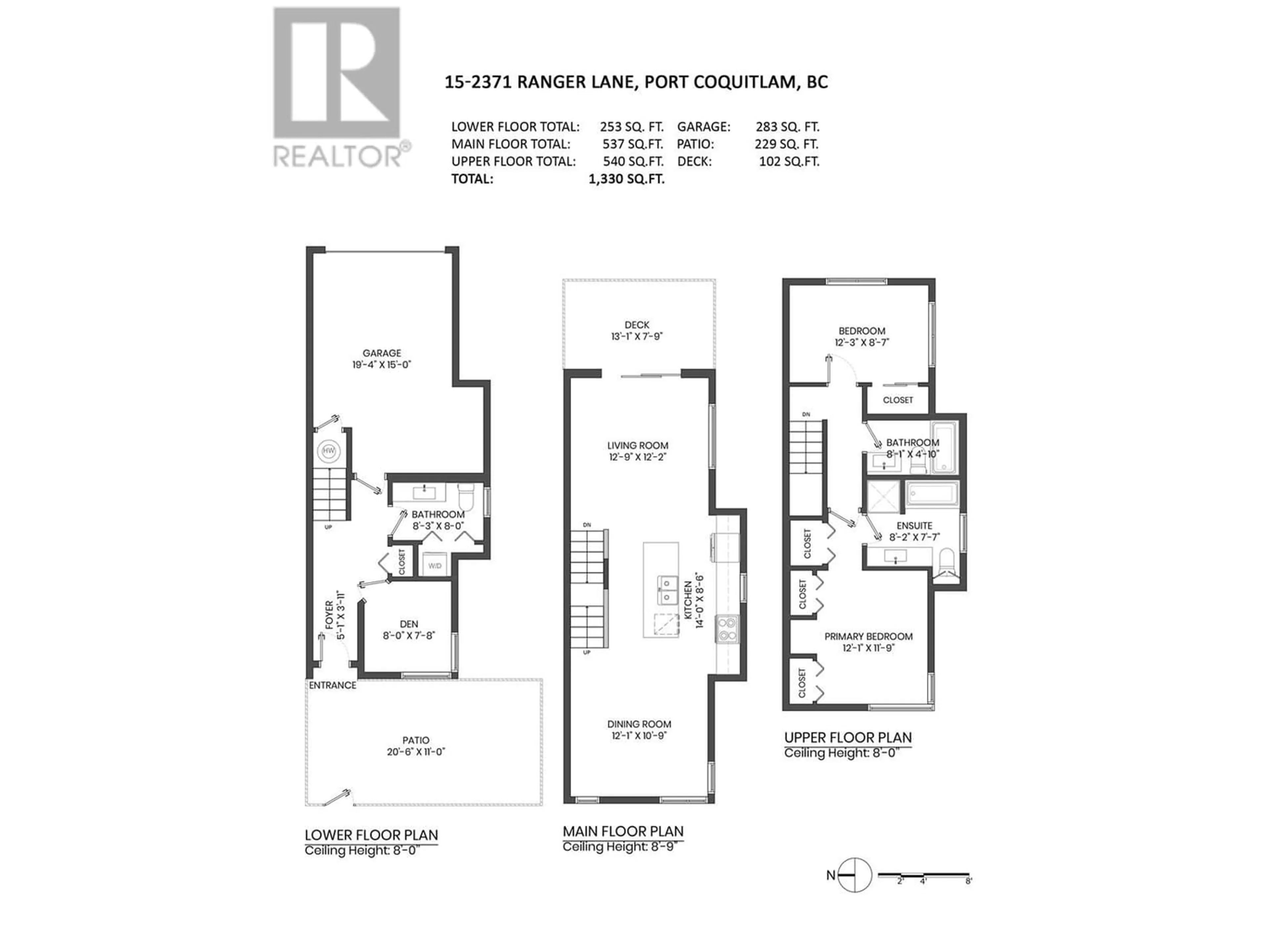 Floor plan for 15 2371 RANGER LANE, Port Coquitlam British Columbia V3B0N6