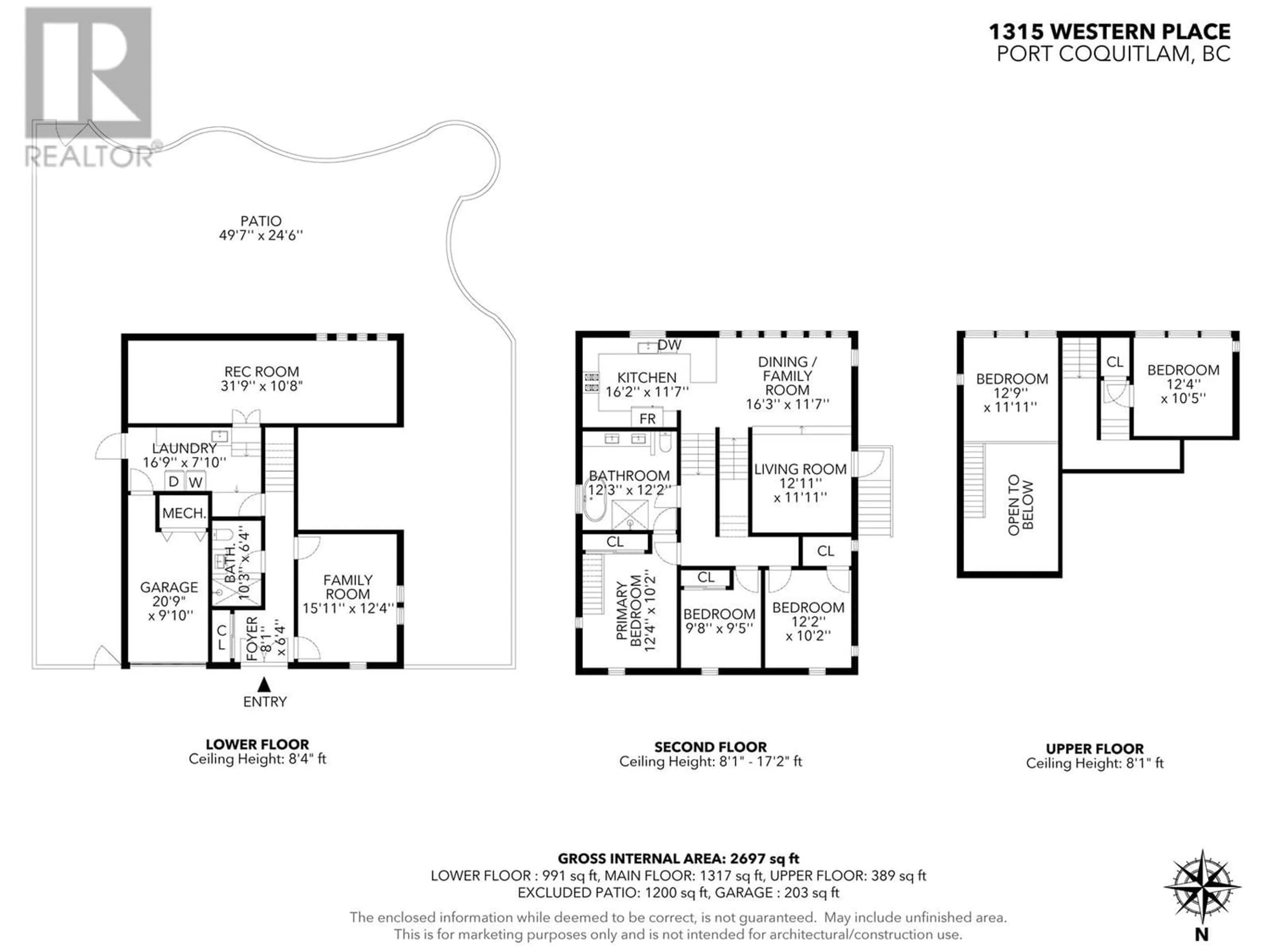 Floor plan for 1315 WESTERN PLACE, Port Coquitlam British Columbia V3C4J8