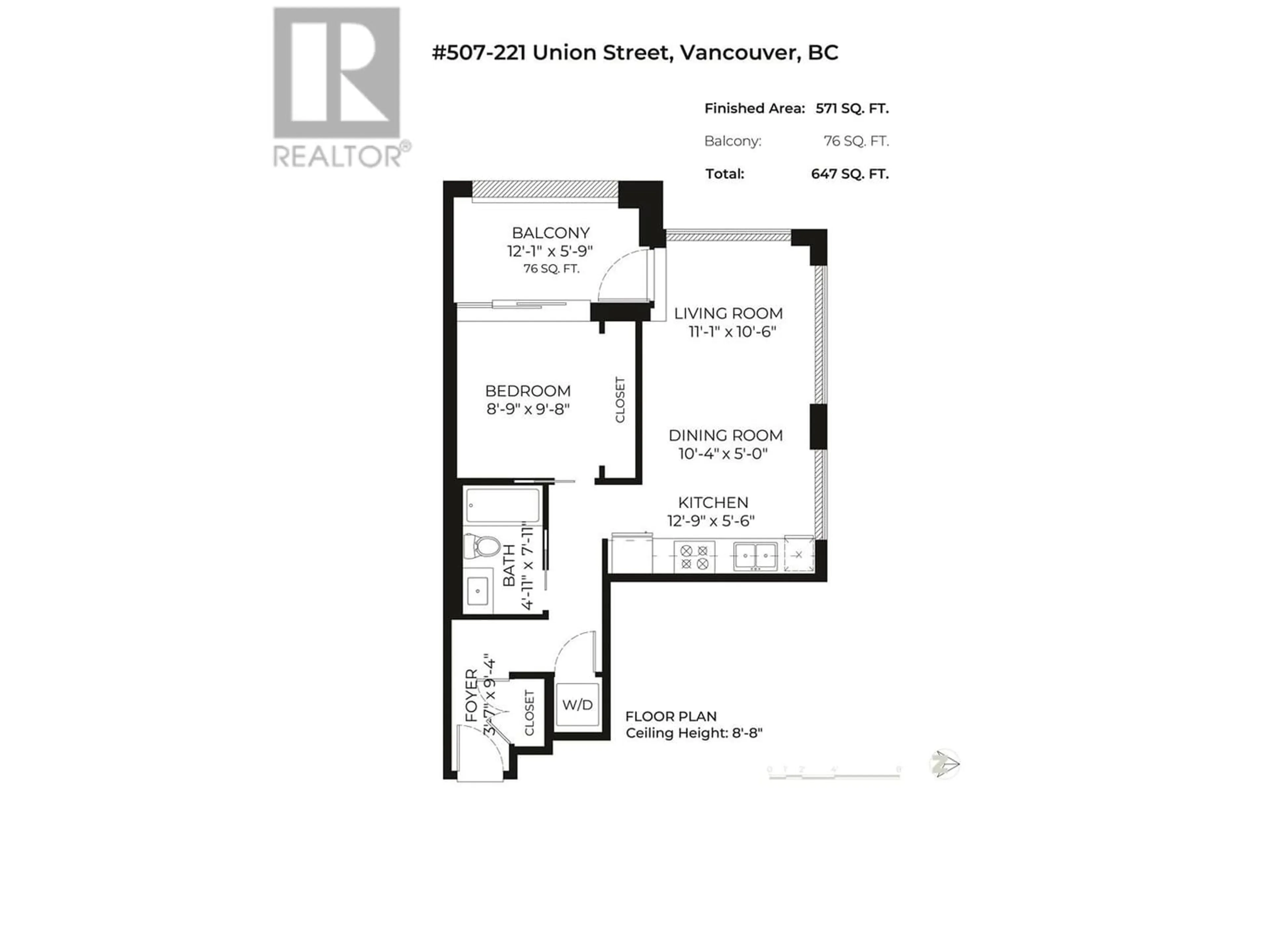 Floor plan for 507 221 UNION STREET, Vancouver British Columbia V6A0B4