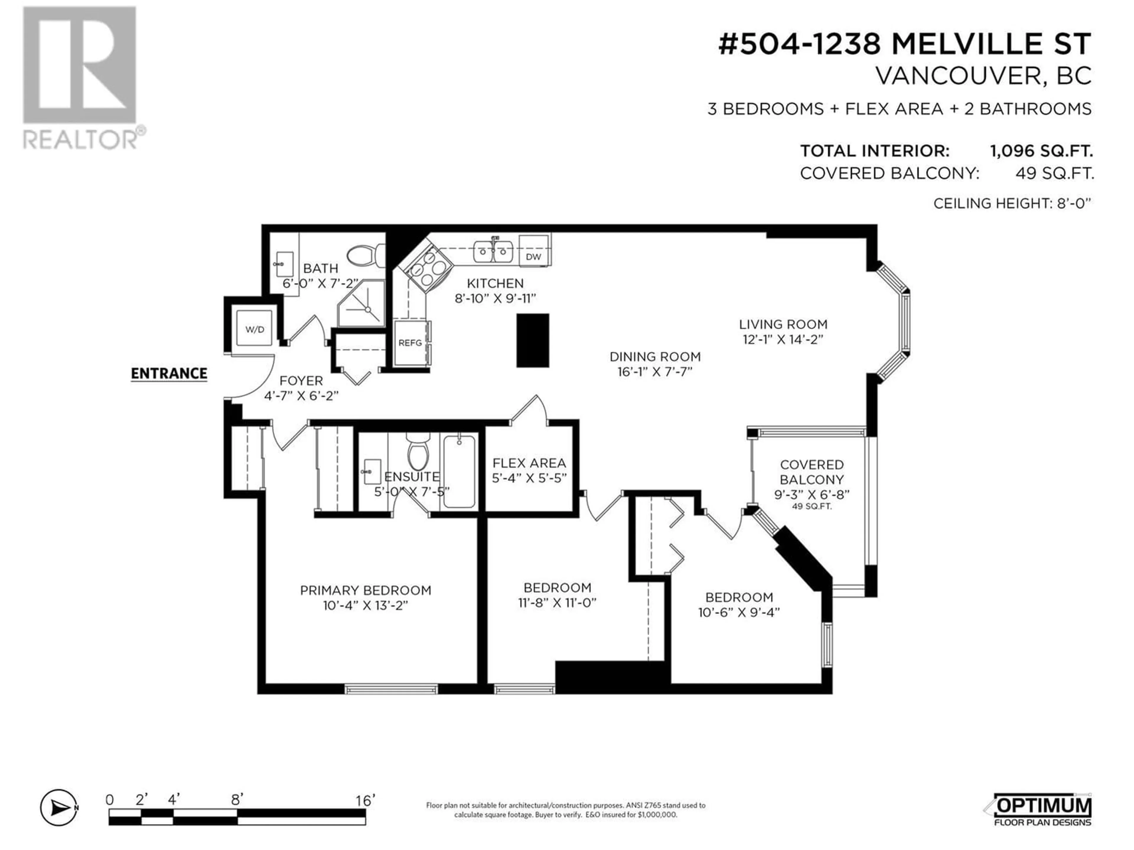 Floor plan for 504 1238 MELVILLE STREET, Vancouver British Columbia V6E4N2