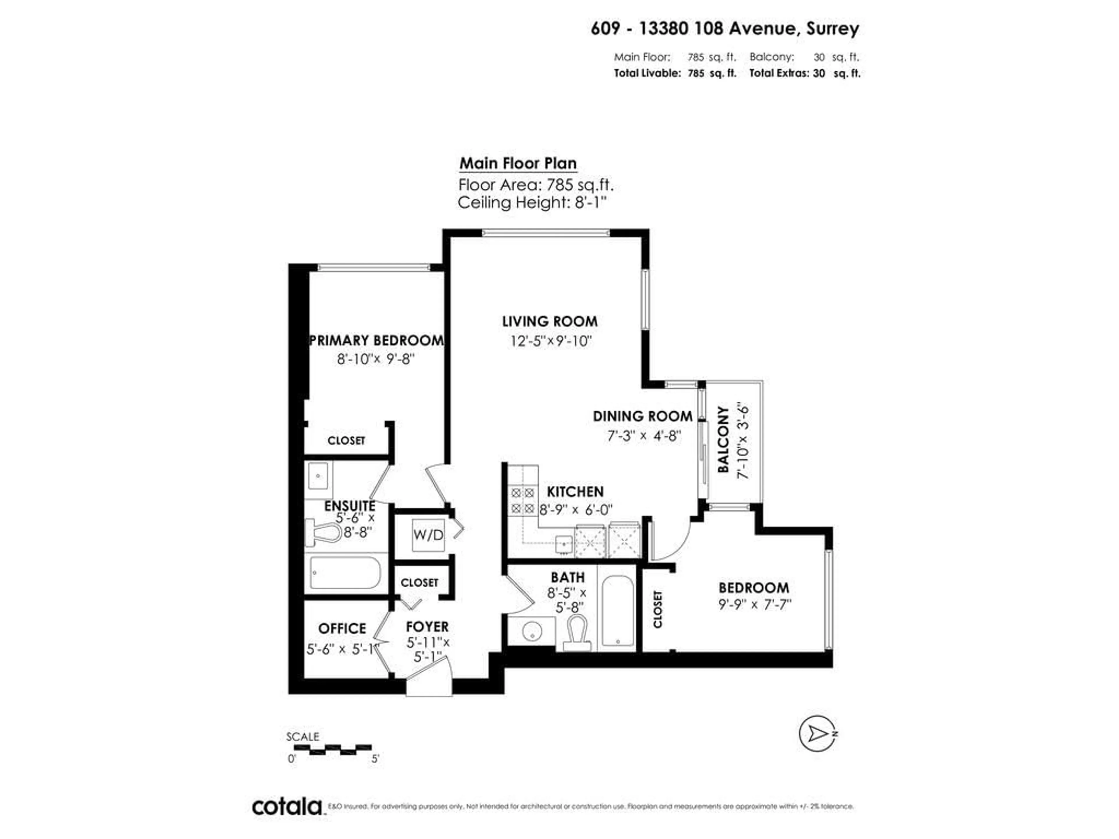 Floor plan for 609 13380 108 AVENUE, Surrey British Columbia V3T0E7