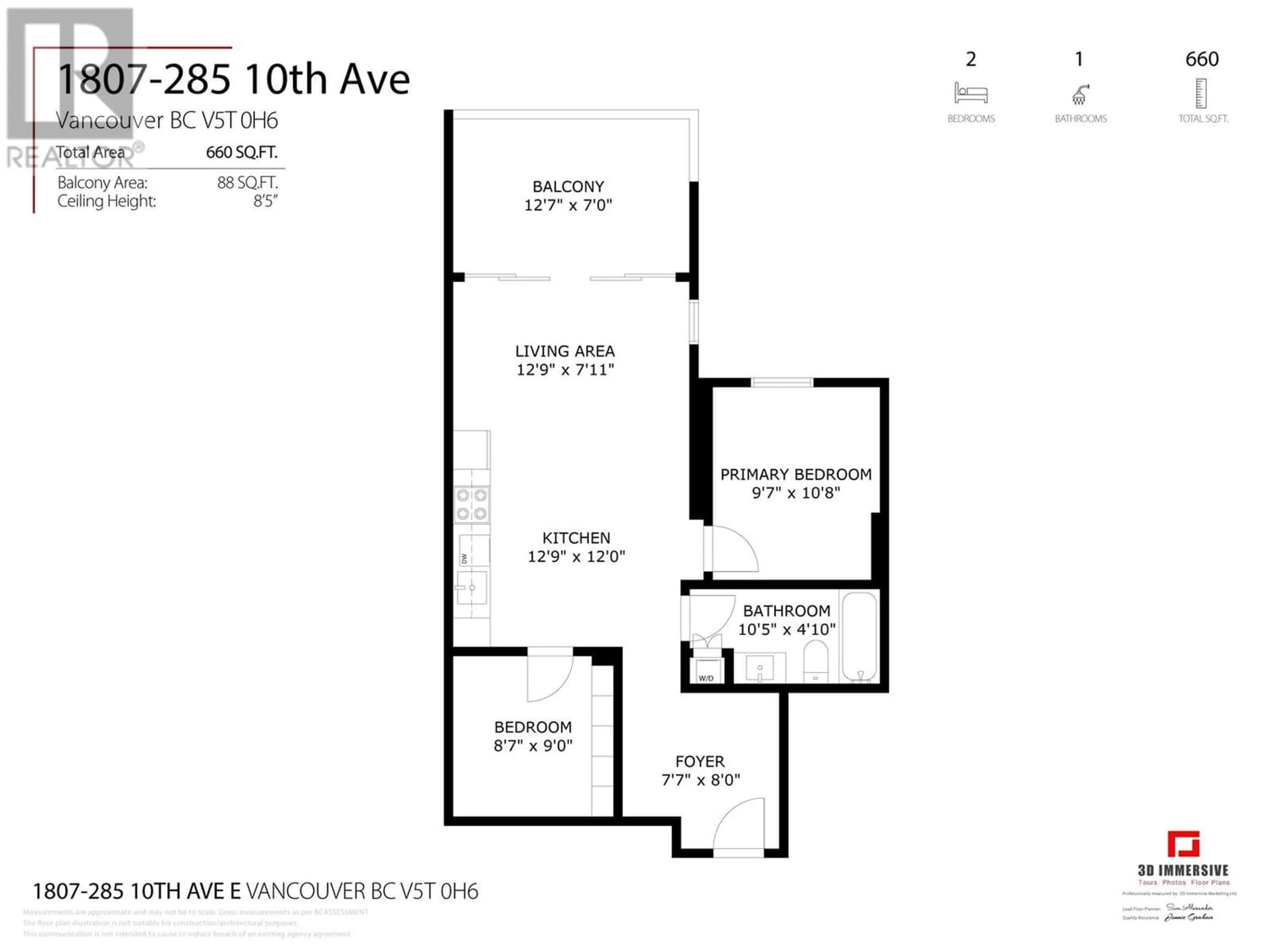 Floor plan for 1807 285 E 10TH AVENUE, Vancouver British Columbia V5T0H6