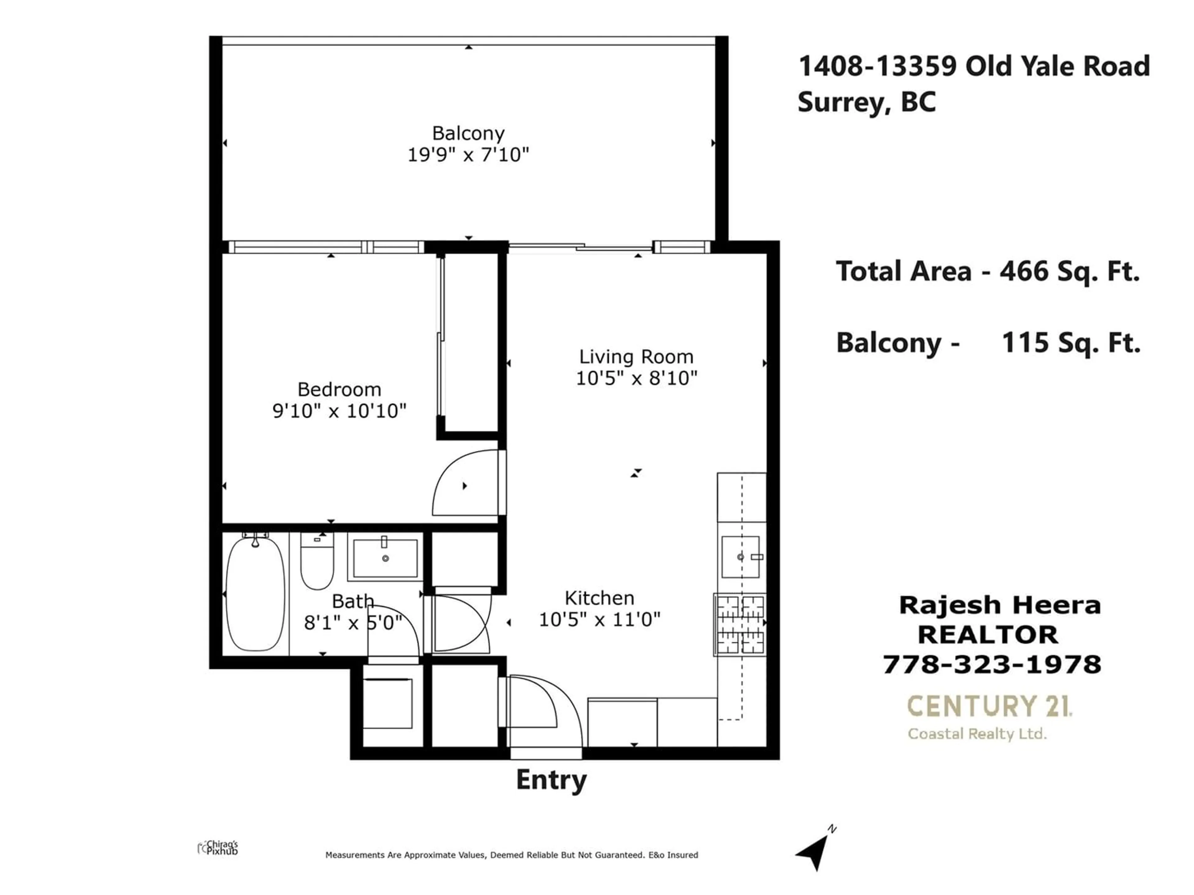 Floor plan for 1408 13359 OLD YALE ROAD, Surrey British Columbia V3T0S4