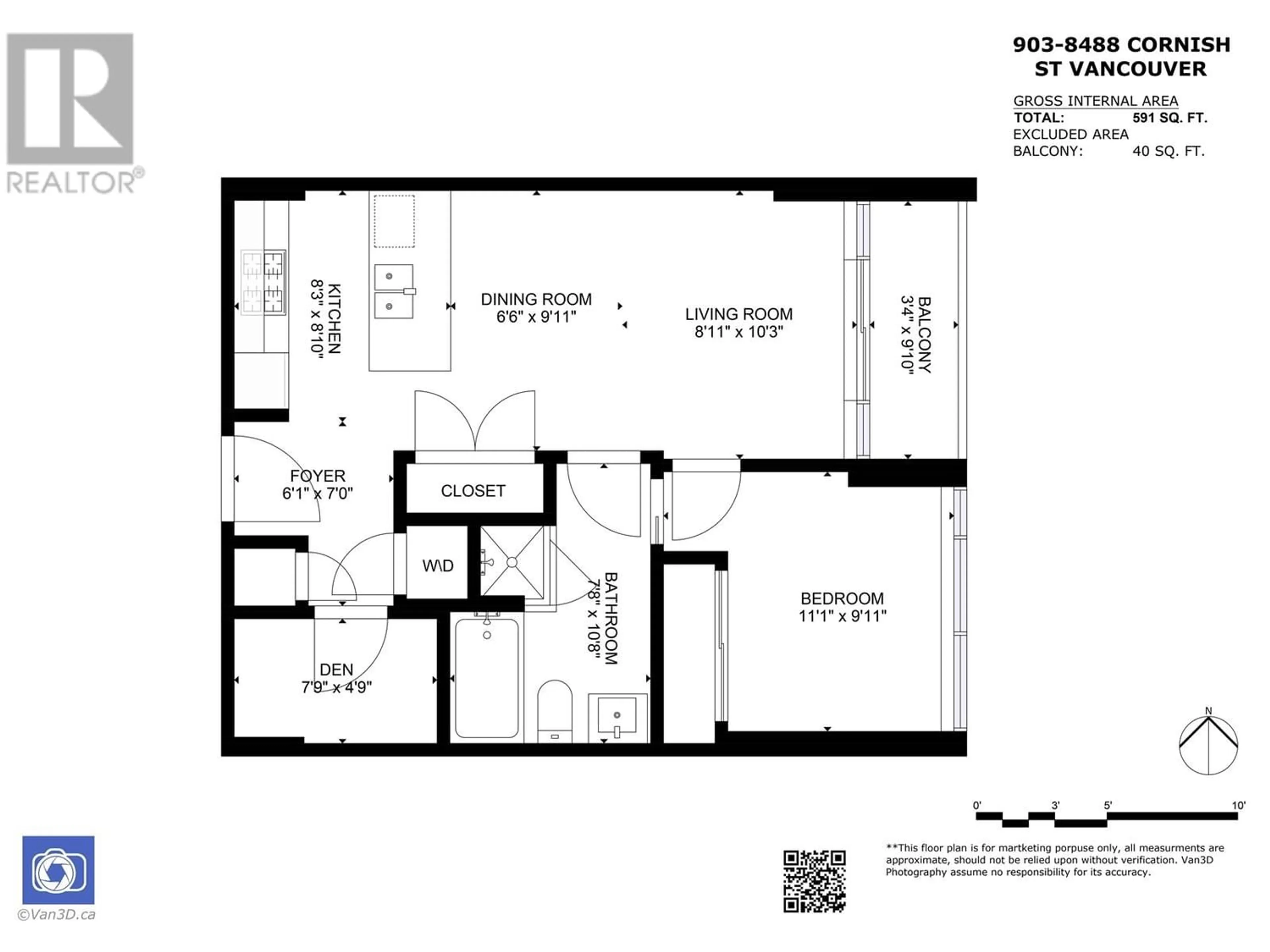 Floor plan for 903 8488 CORNISH STREET, Vancouver British Columbia V6P0C2