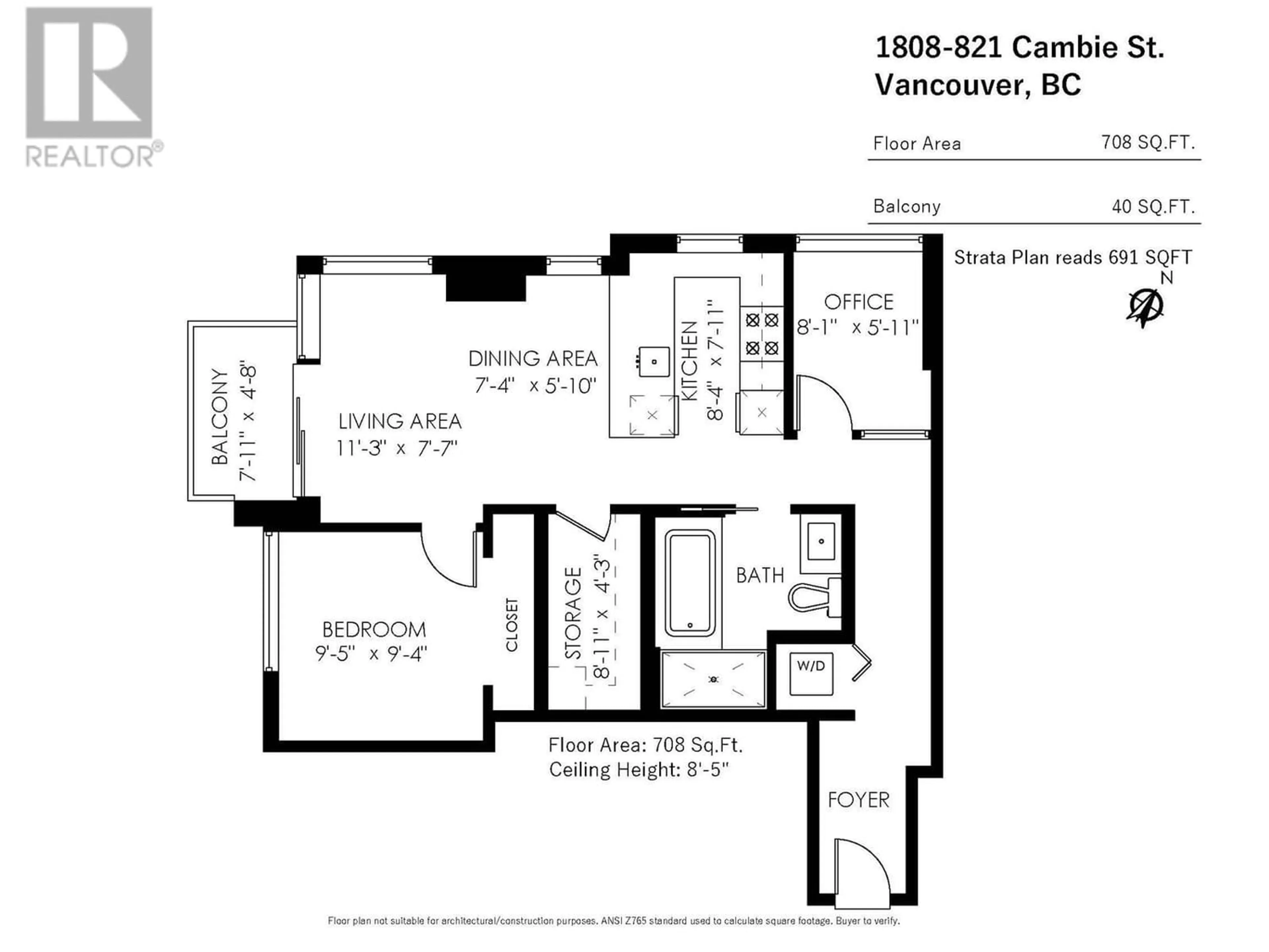 Floor plan for 1808 821 CAMBIE STREET, Vancouver British Columbia V6B0E3