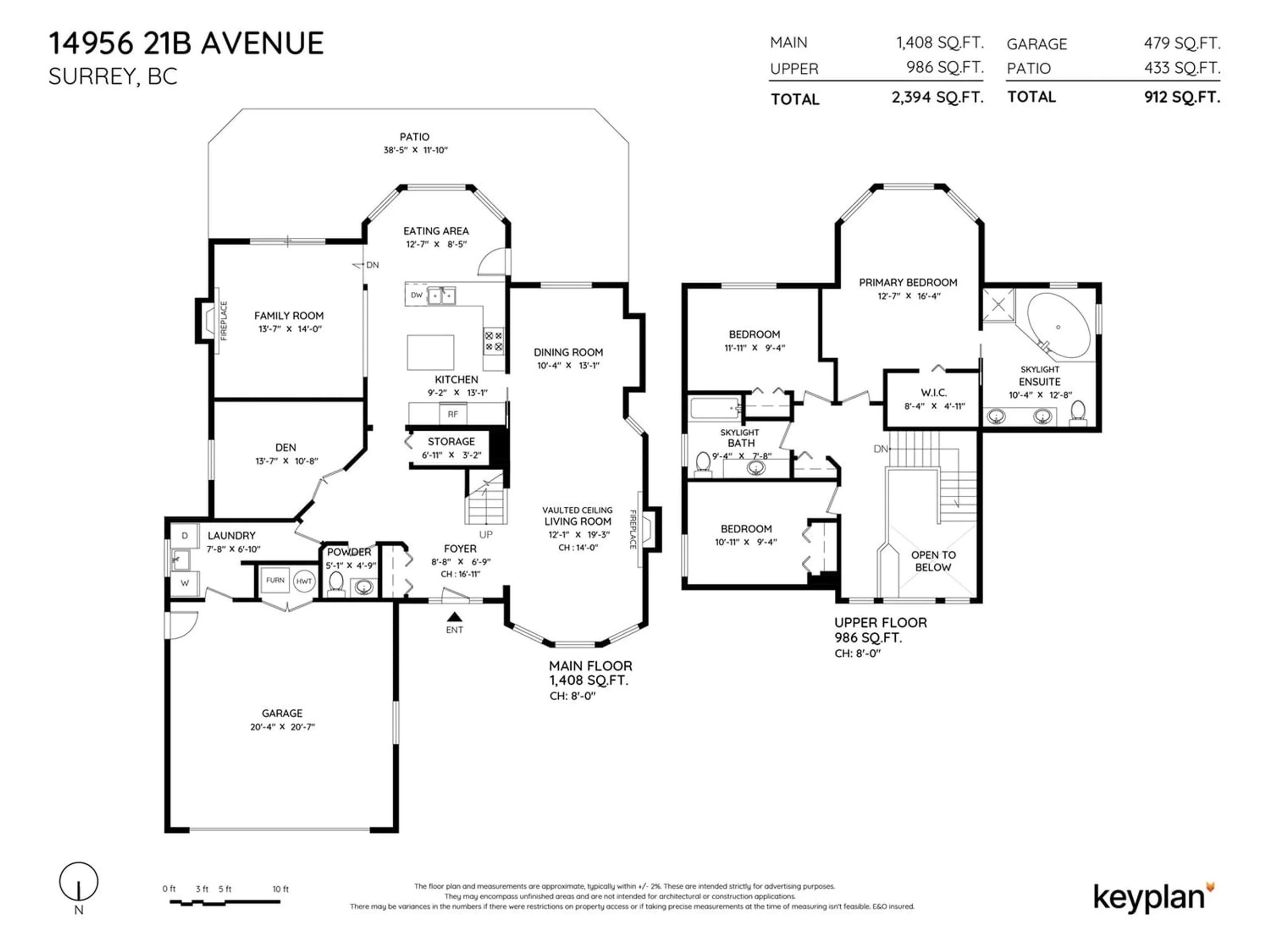 Floor plan for 14956 21B AVENUE, Surrey British Columbia V4A8Z7