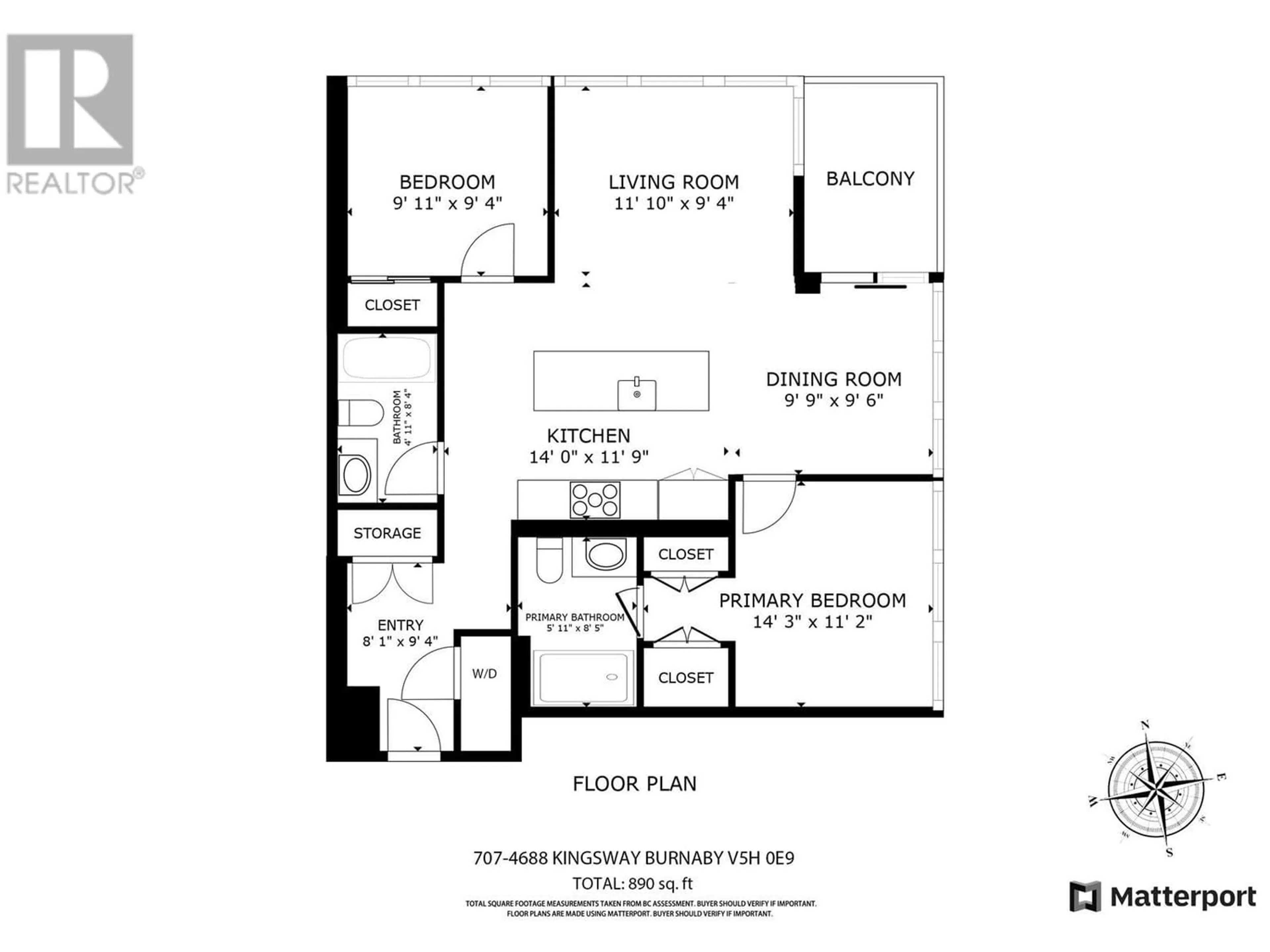 Floor plan for 707 4688 KINGSWAY, Burnaby British Columbia V5H0E9