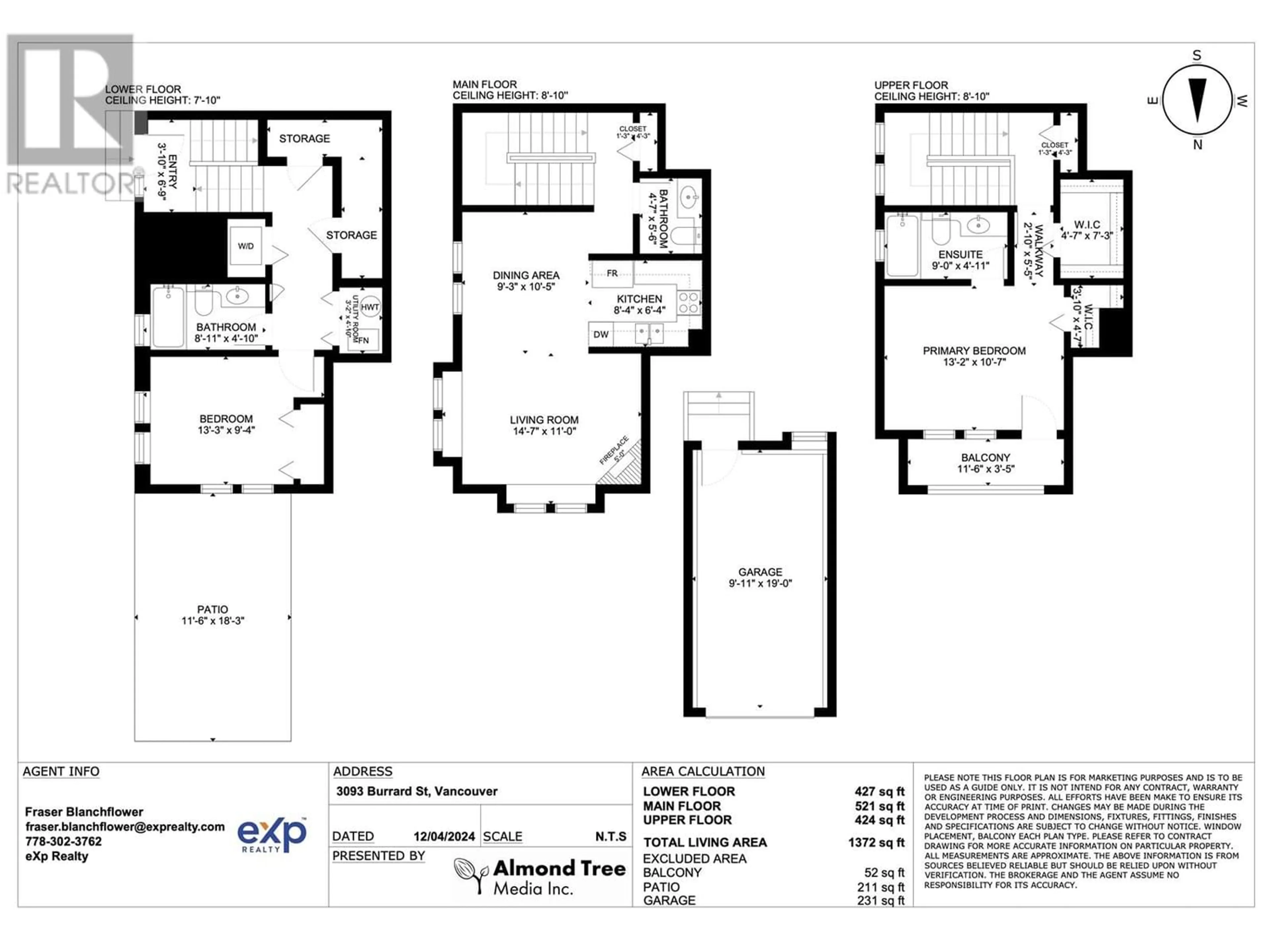 Floor plan for 3093 BURRARD STREET, Vancouver British Columbia V6J4T8