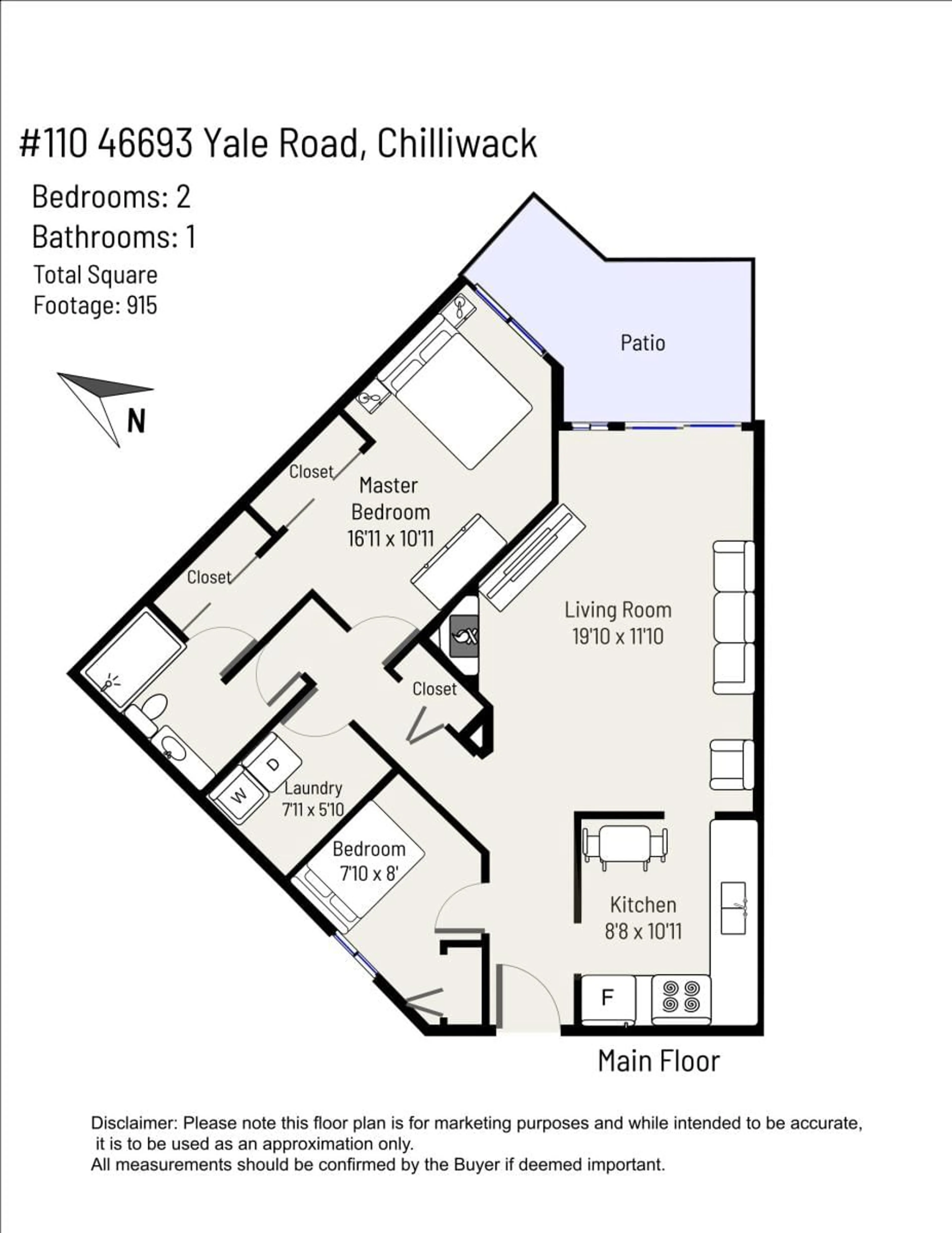 Floor plan for 110 46693 YALE ROAD, Chilliwack British Columbia V2P7Z4