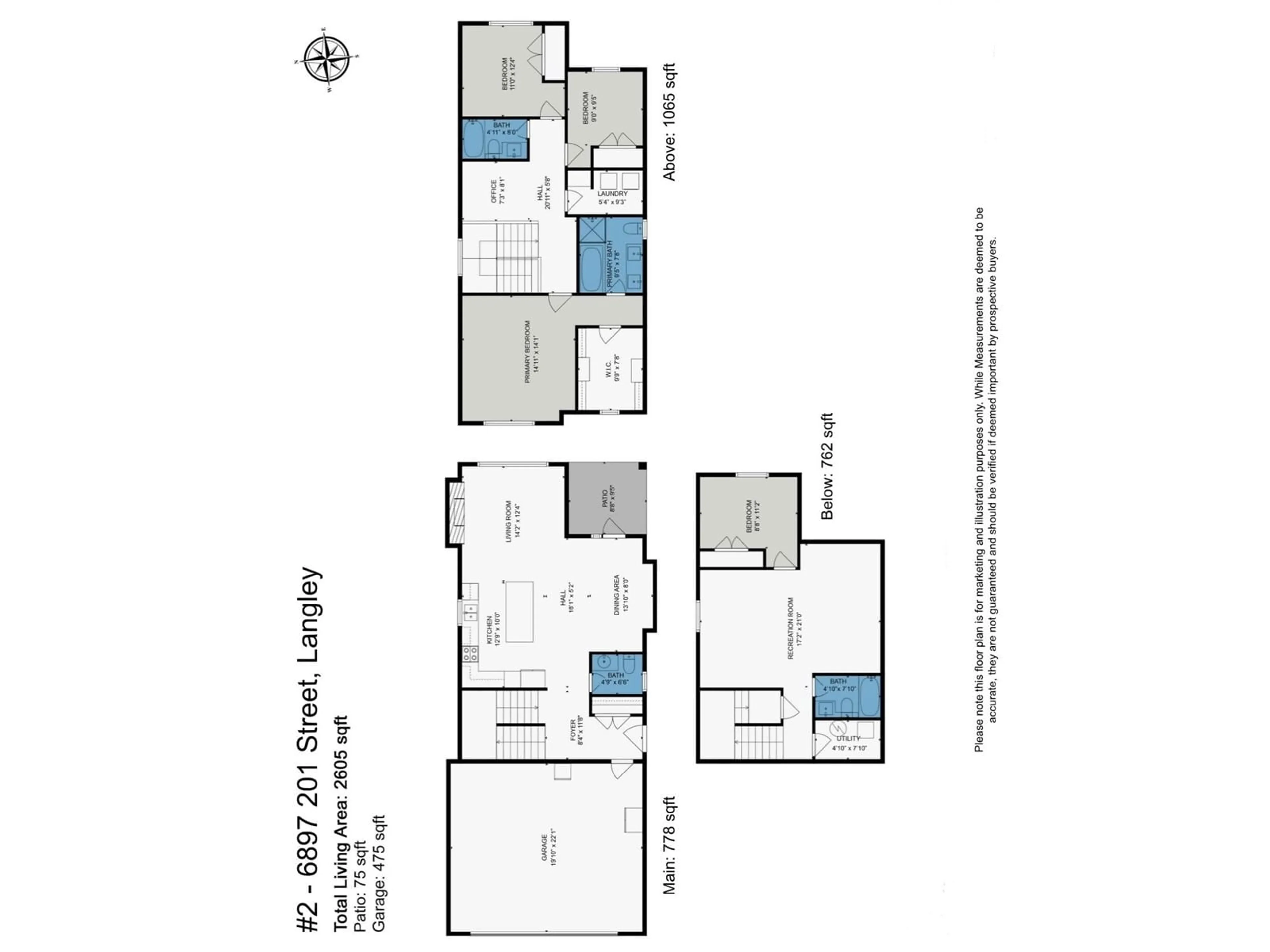 Floor plan for 2 6897 201 STREET, Langley British Columbia V2Y0Z3