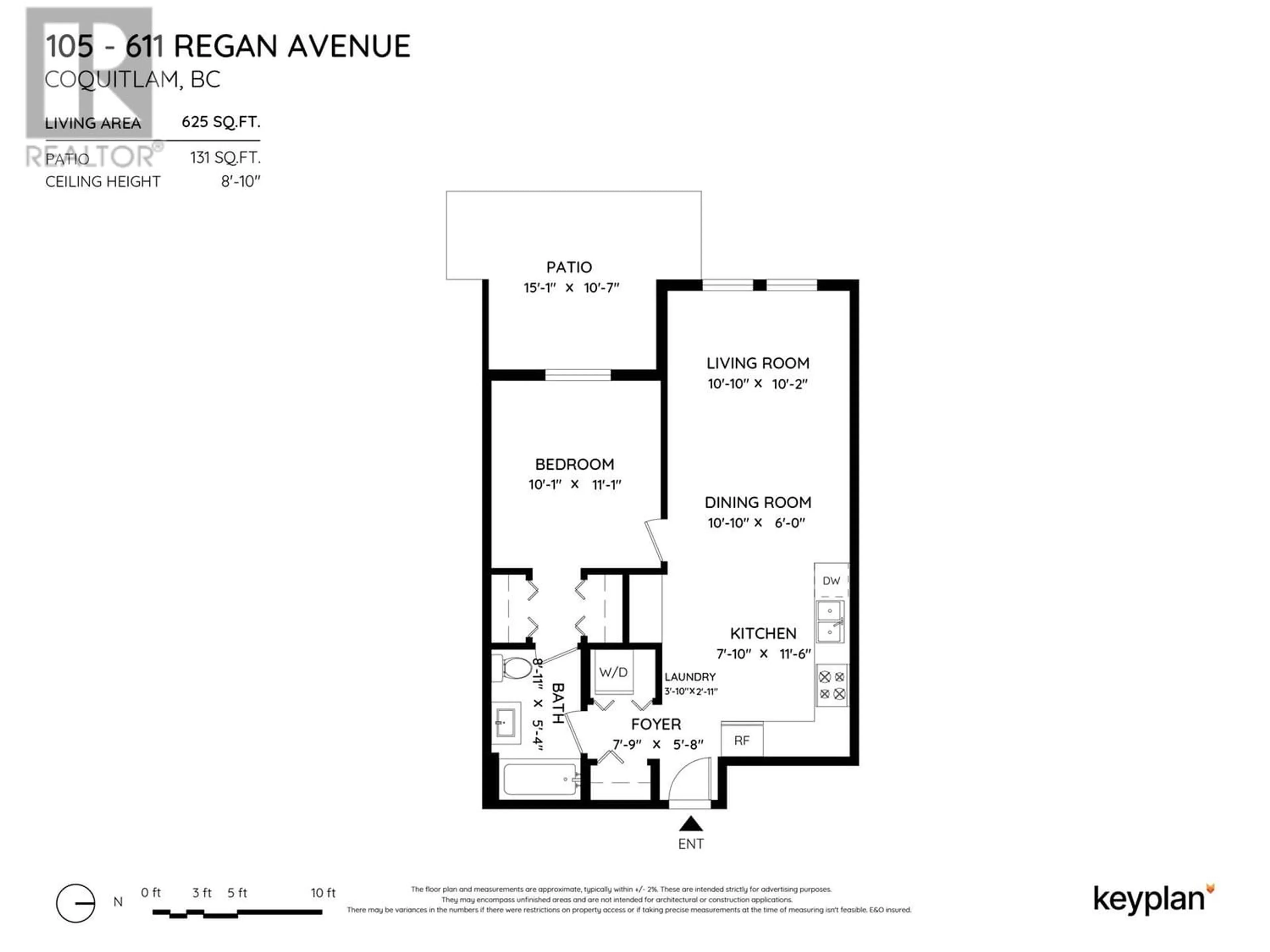 Floor plan for 105 611 REGAN AVENUE, Coquitlam British Columbia V3J0E5