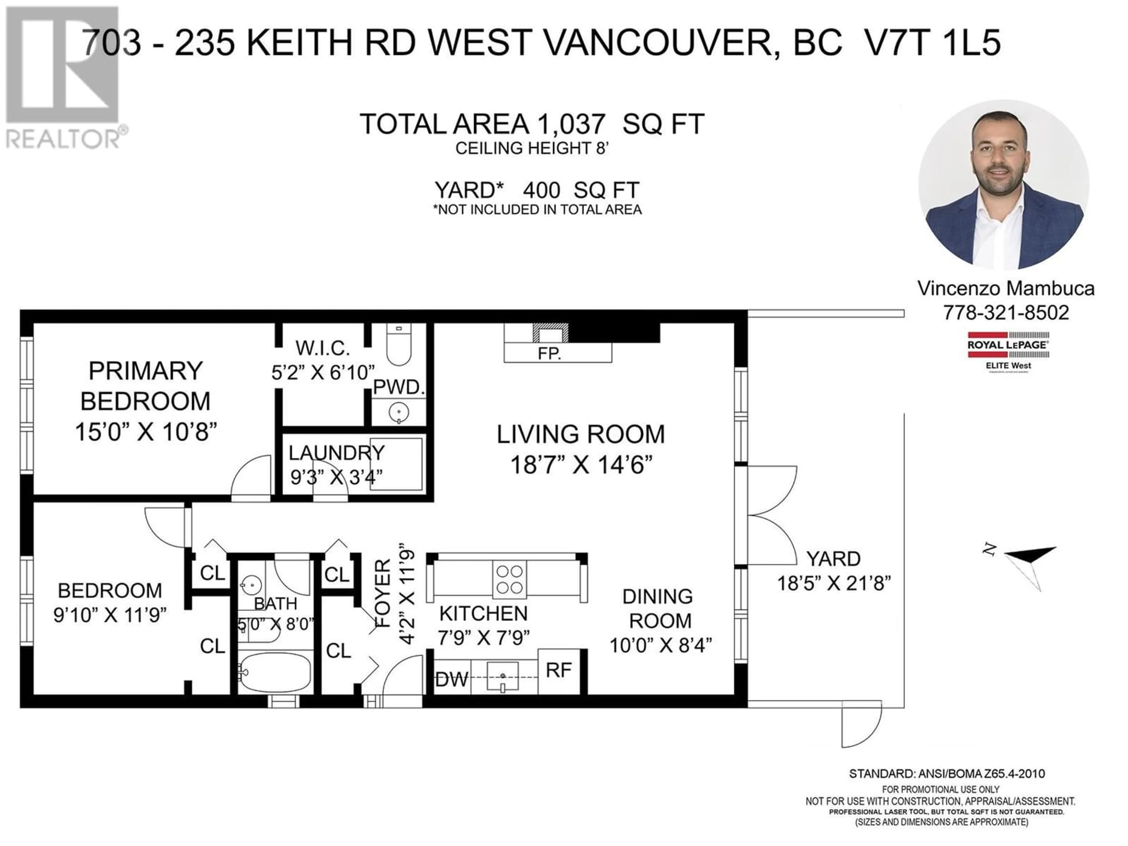 Floor plan for 703 235 KEITH ROAD, West Vancouver British Columbia V7T1L5