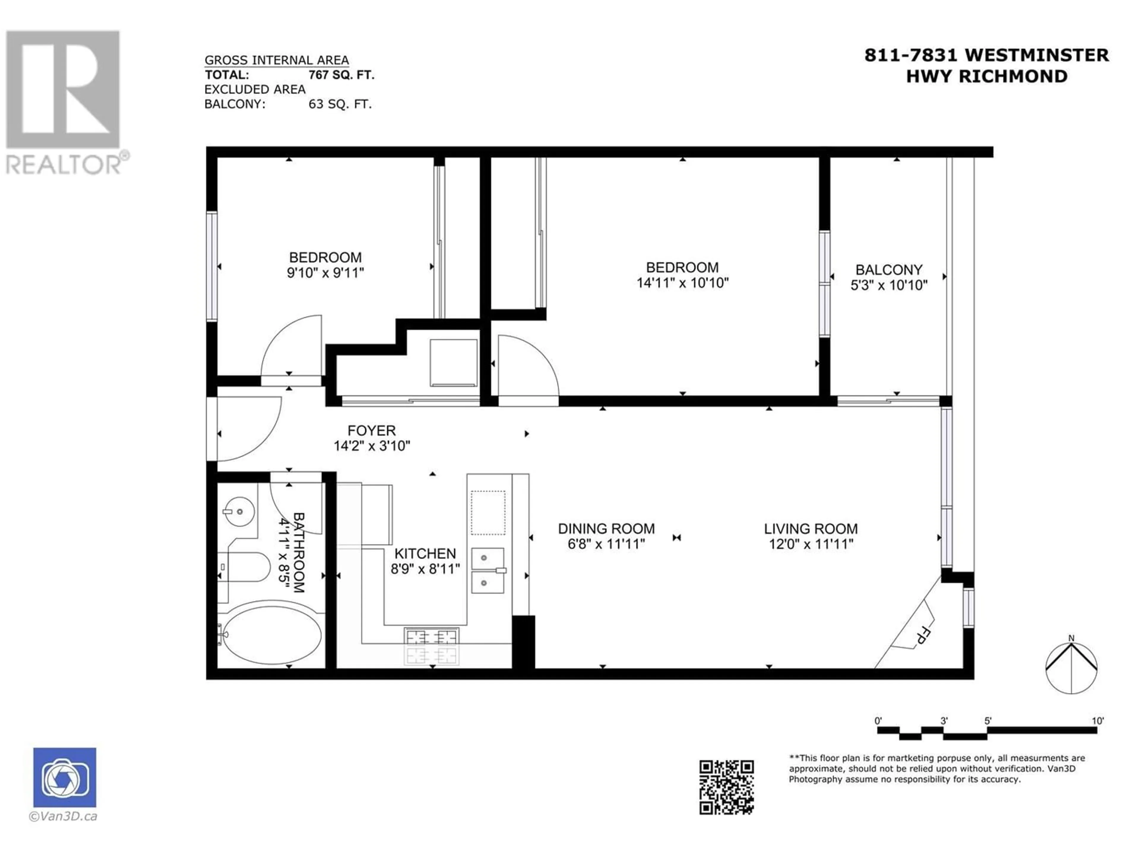 Floor plan for 811 7831 WESTMINSTER HIGHWAY, Richmond British Columbia V6X4J4