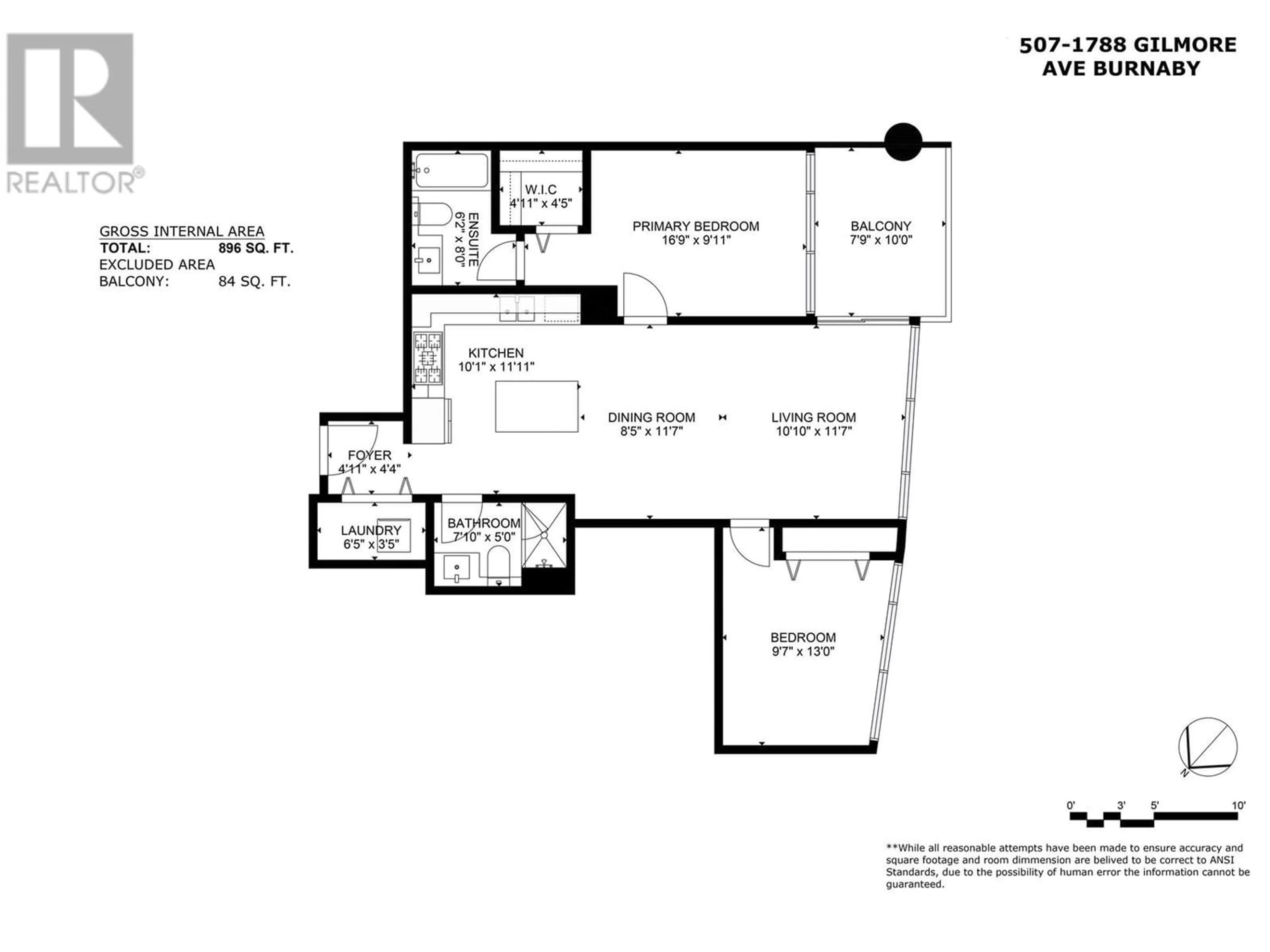 Floor plan for 507 1788 GILMORE AVENUE, Burnaby British Columbia V5C0L5