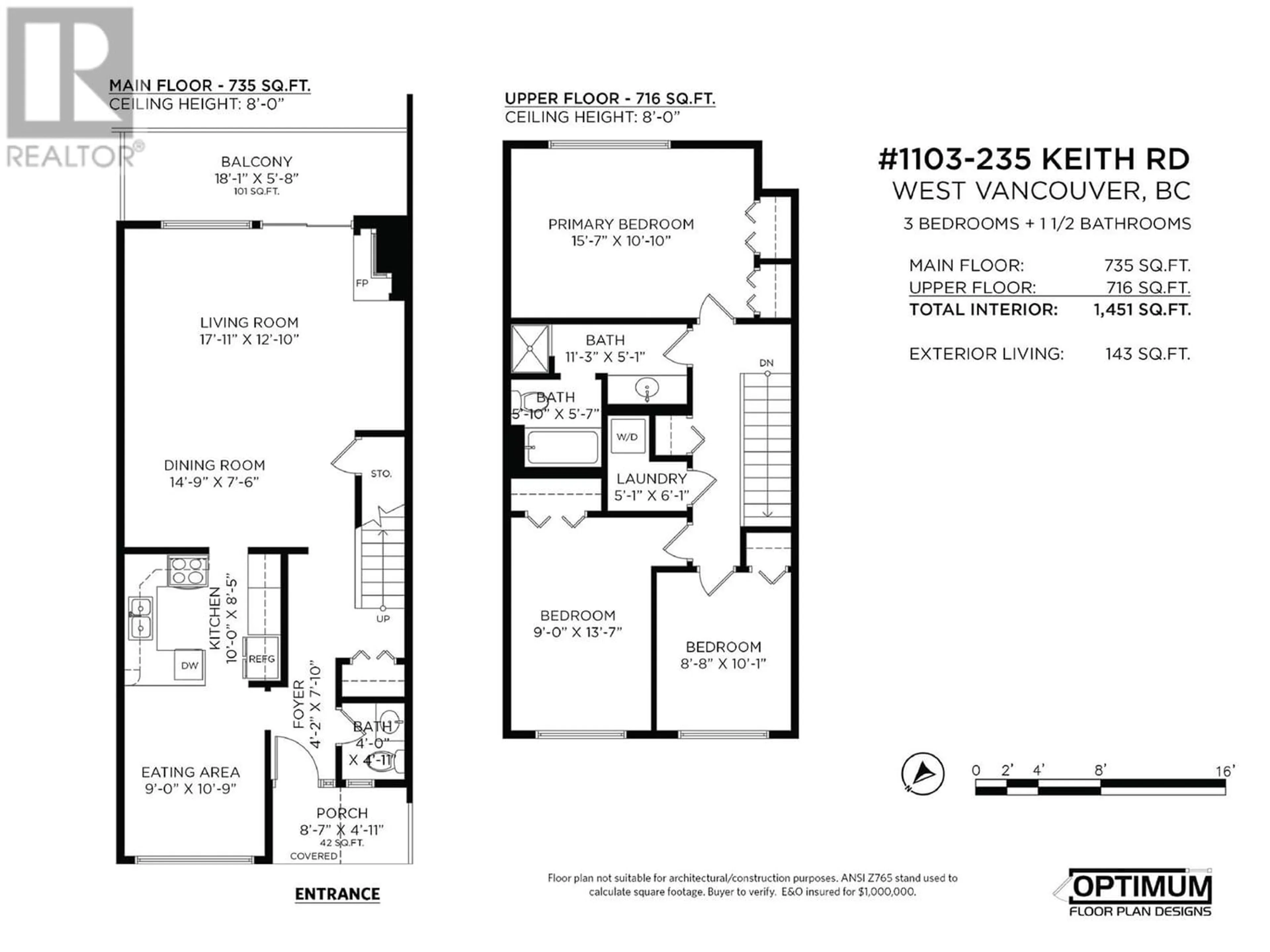 Floor plan for 1103 235 KEITH ROAD, West Vancouver British Columbia V7T1L5