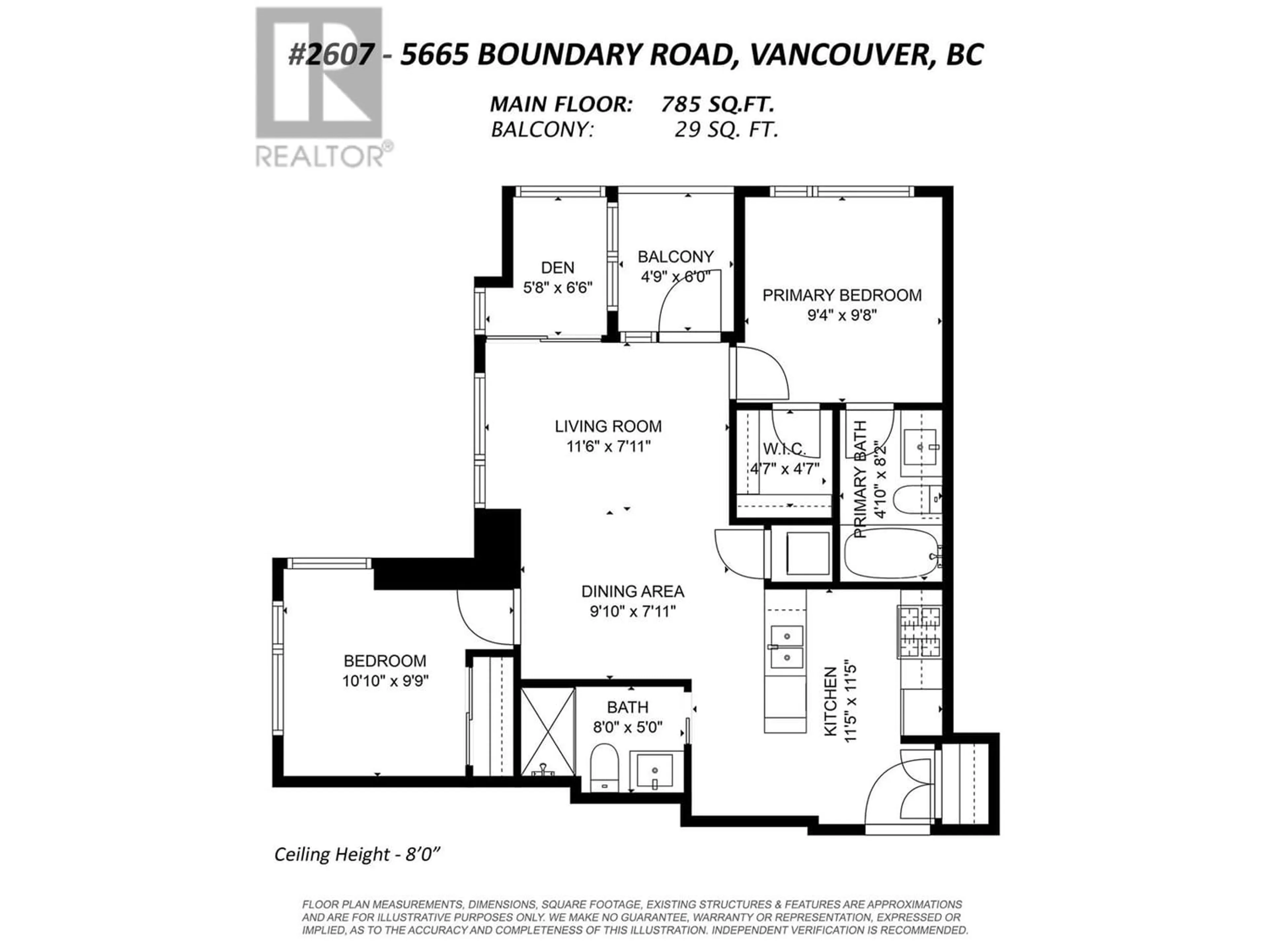 Floor plan for 2607 5665 BOUNDARY ROAD, Vancouver British Columbia V5R0E4