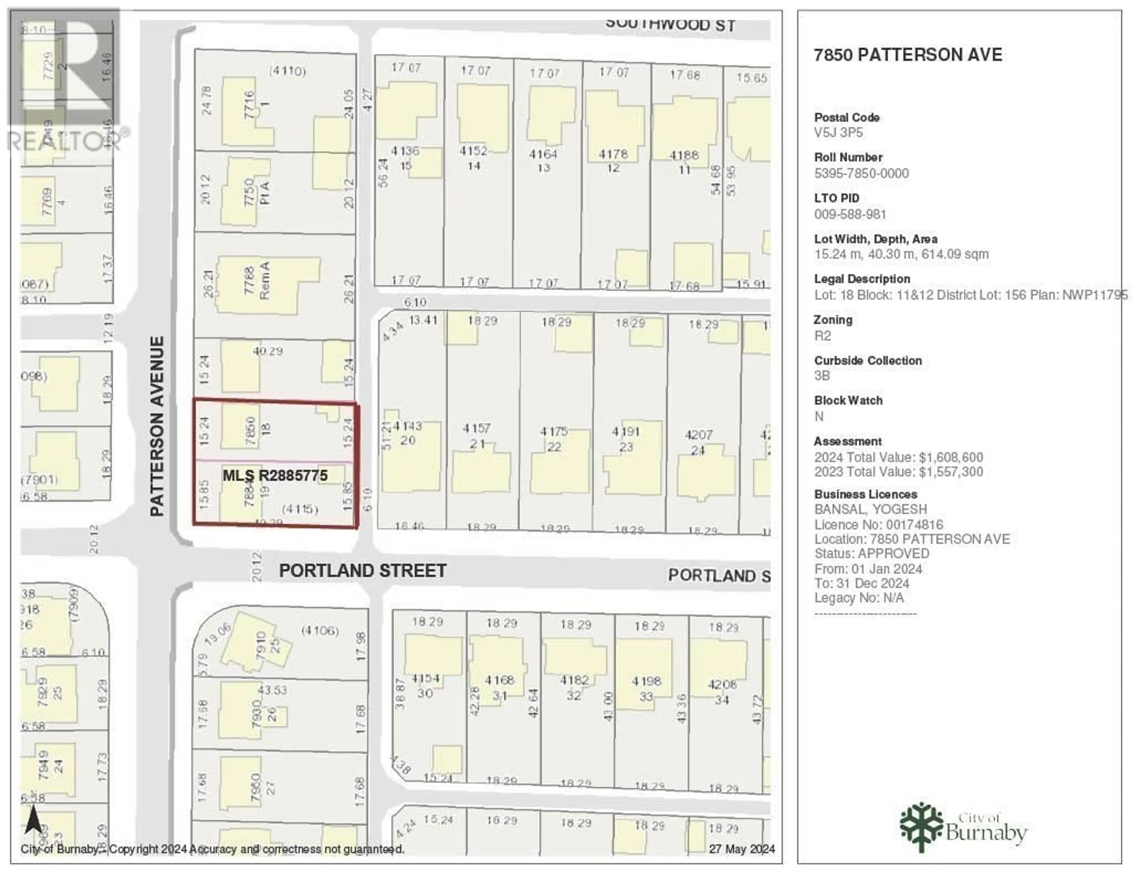 Floor plan for 7850 PATTERSON AVENUE, Burnaby British Columbia V5J3P5