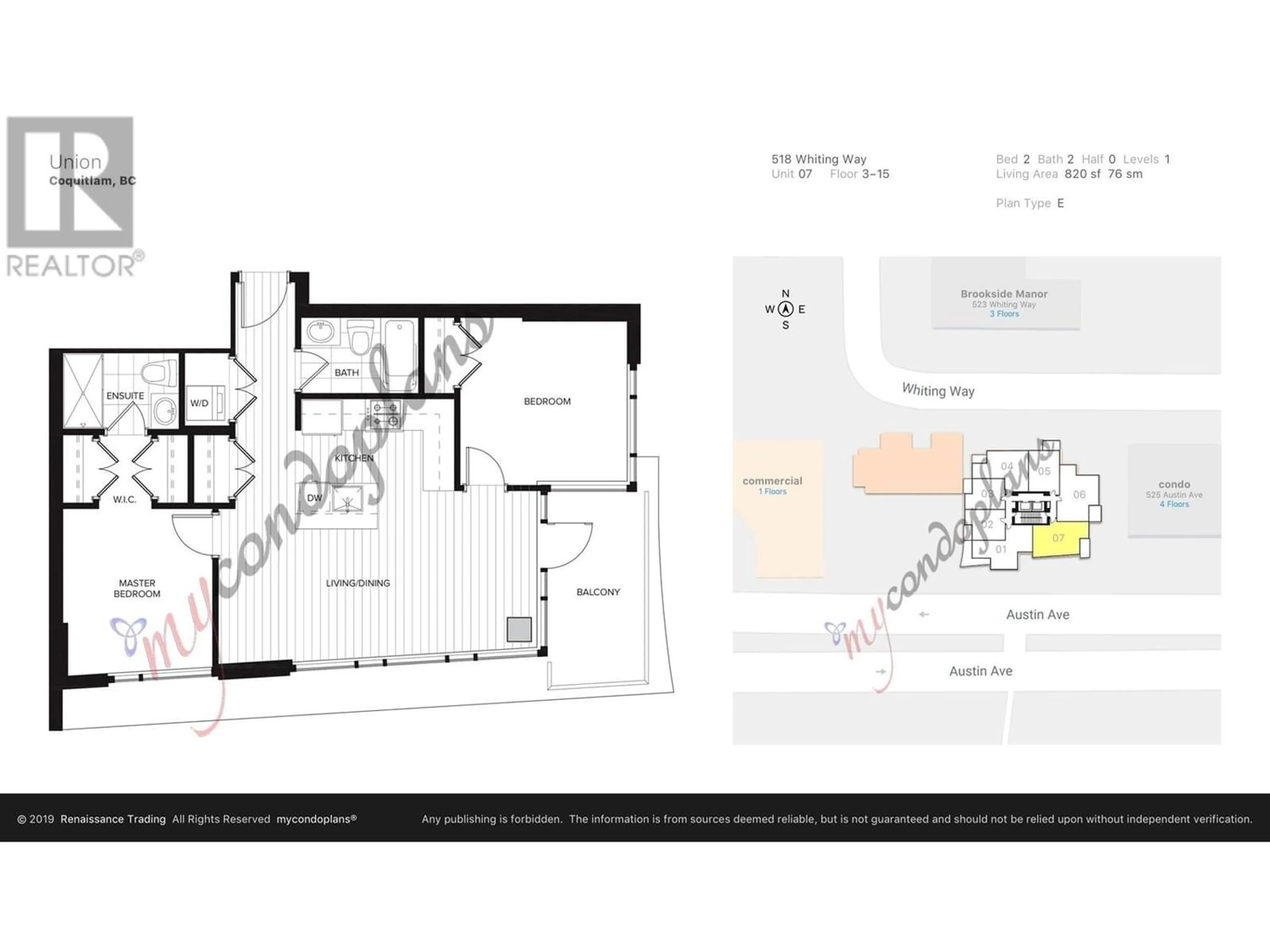 Floor plan for 1407 518 WHITING WAY, Coquitlam British Columbia V3J0H7