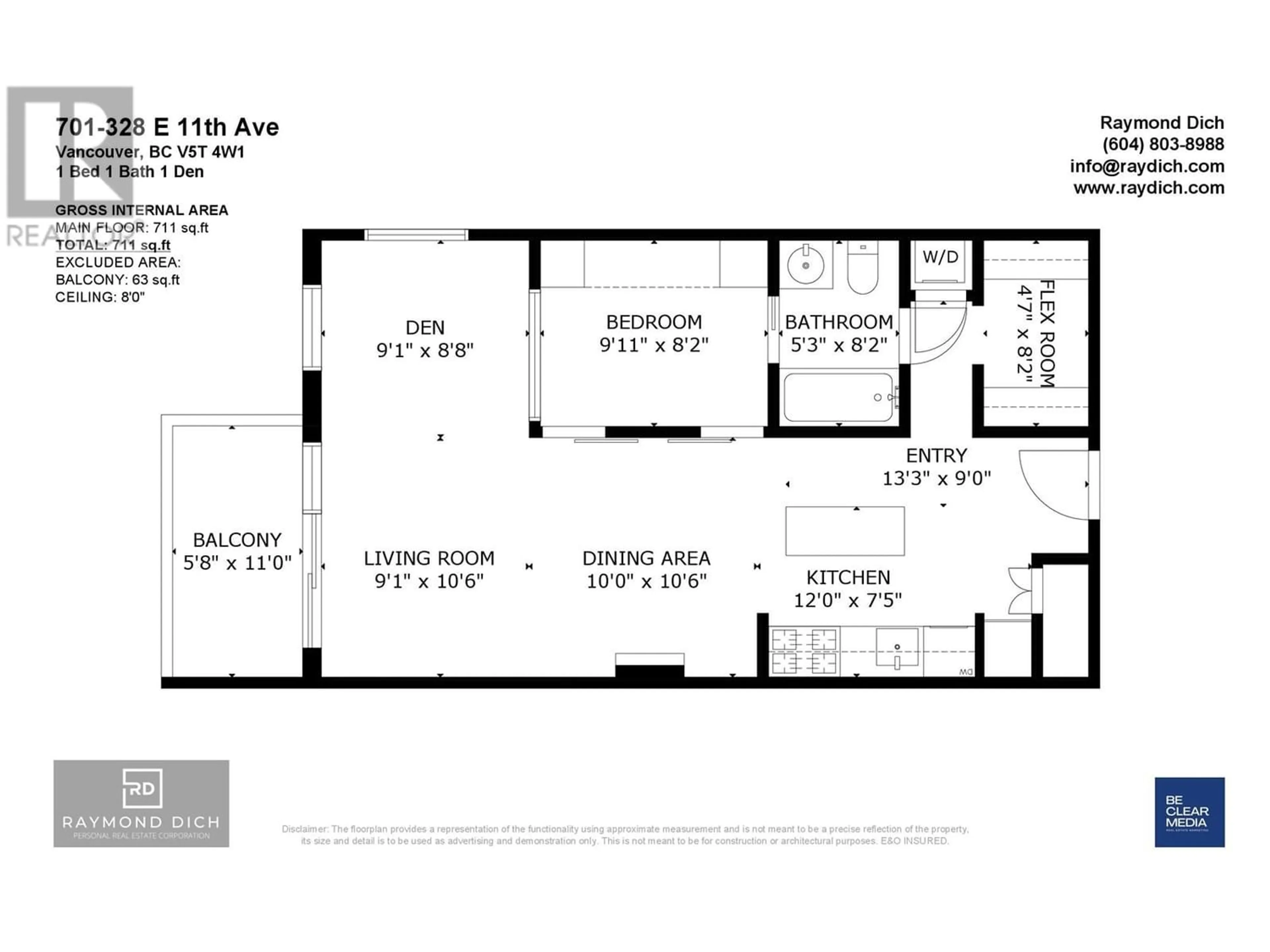 Floor plan for 701 328 E 11TH AVENUE, Vancouver British Columbia V5T4W1