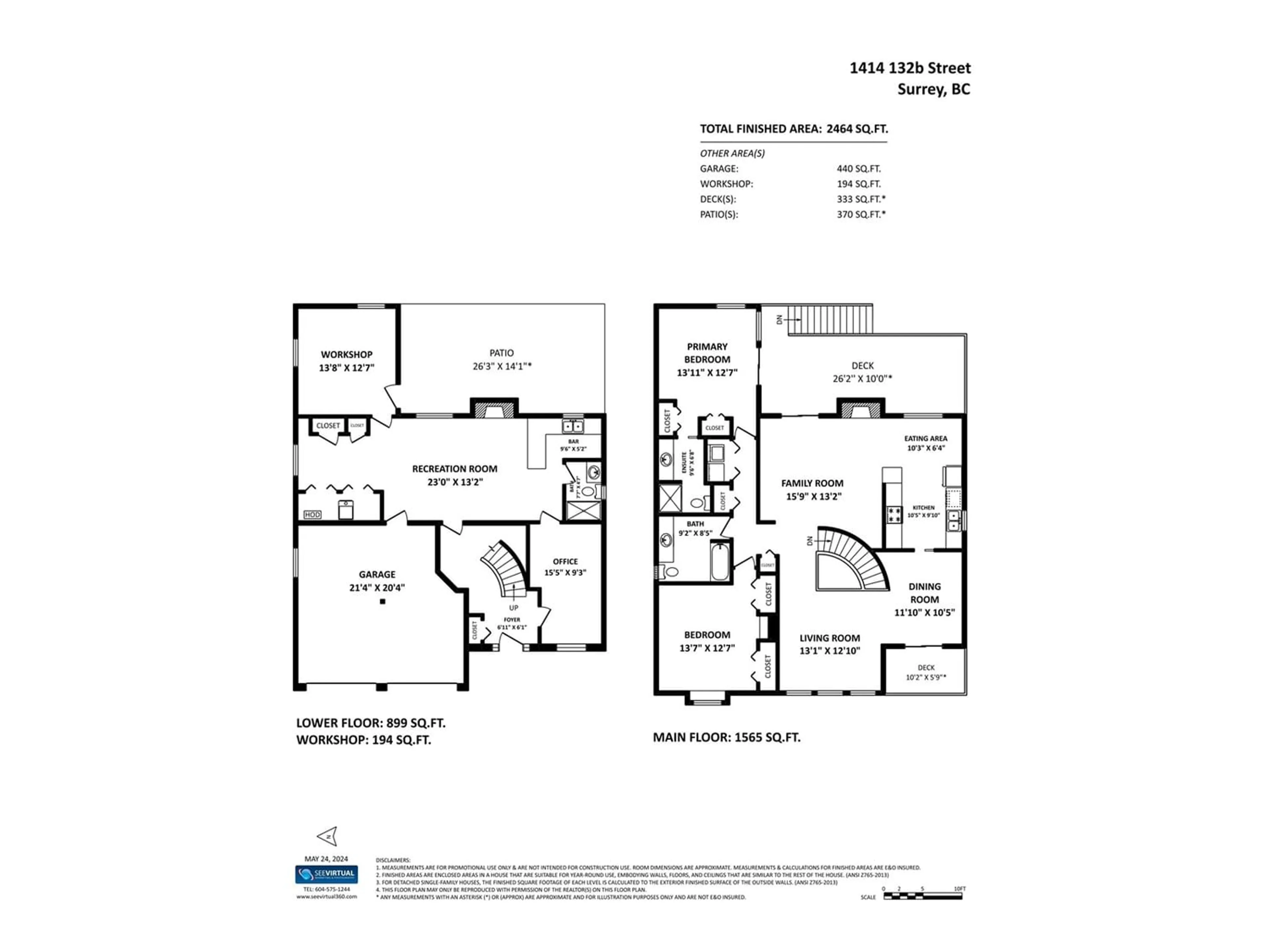 Floor plan for 1414 132B STREET, Surrey British Columbia V4A6H7