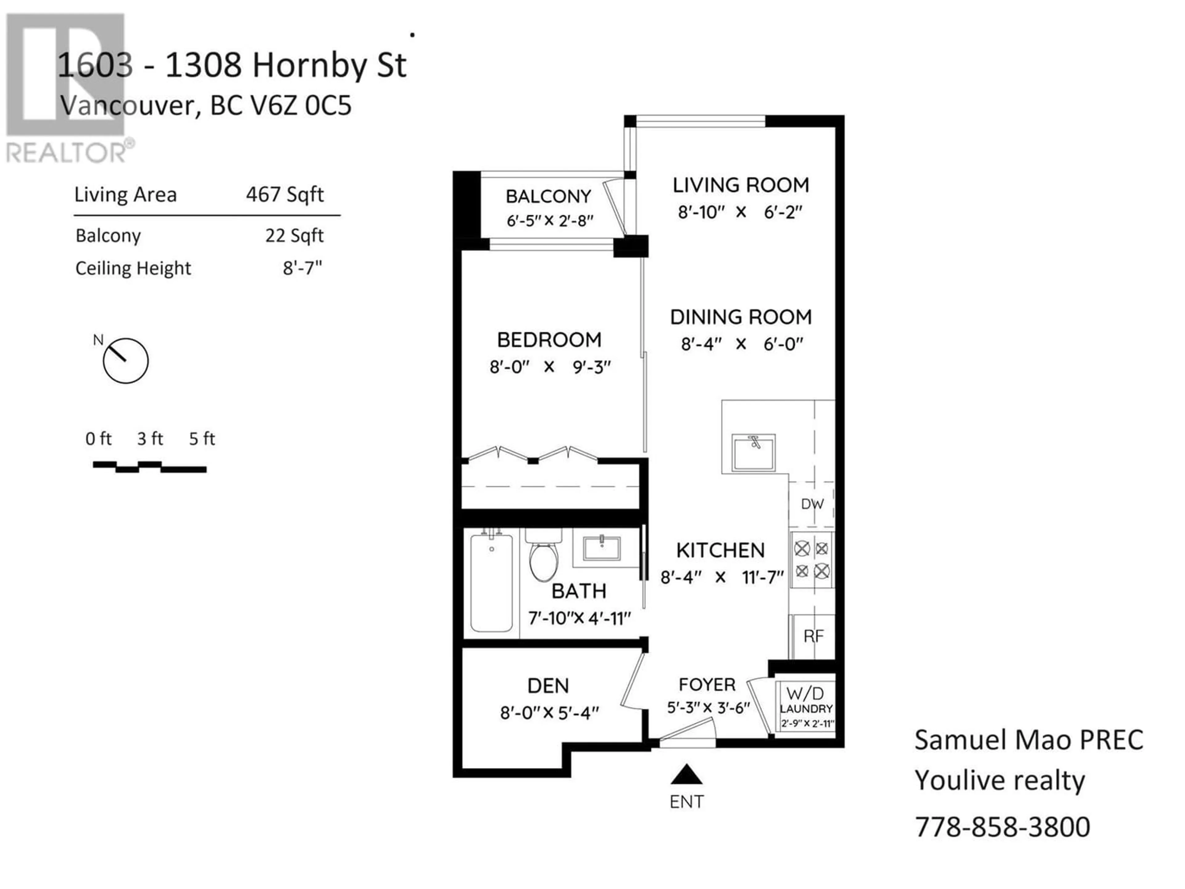 Floor plan for 2003 1308 HORNBY STREET, Vancouver British Columbia V6Z0C5