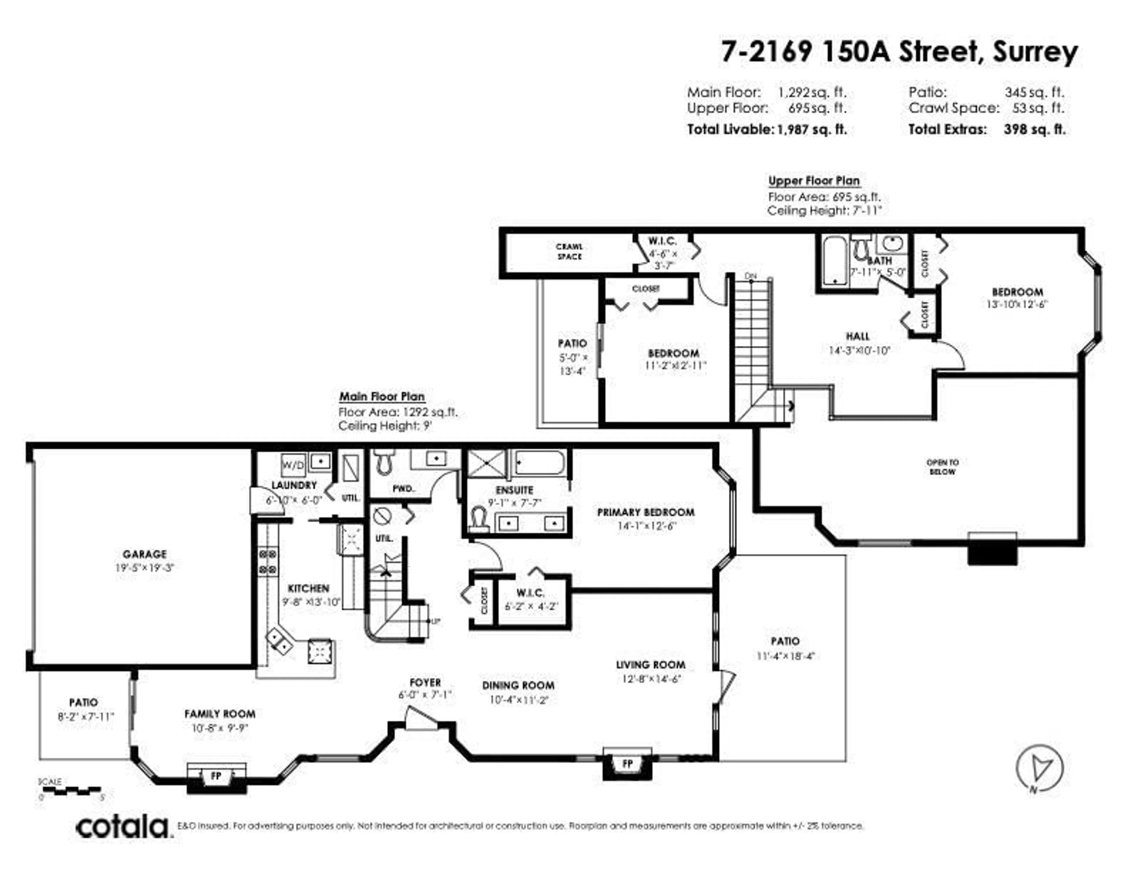 Floor plan for 7 2168 150A STREET, Surrey British Columbia V4A9W4