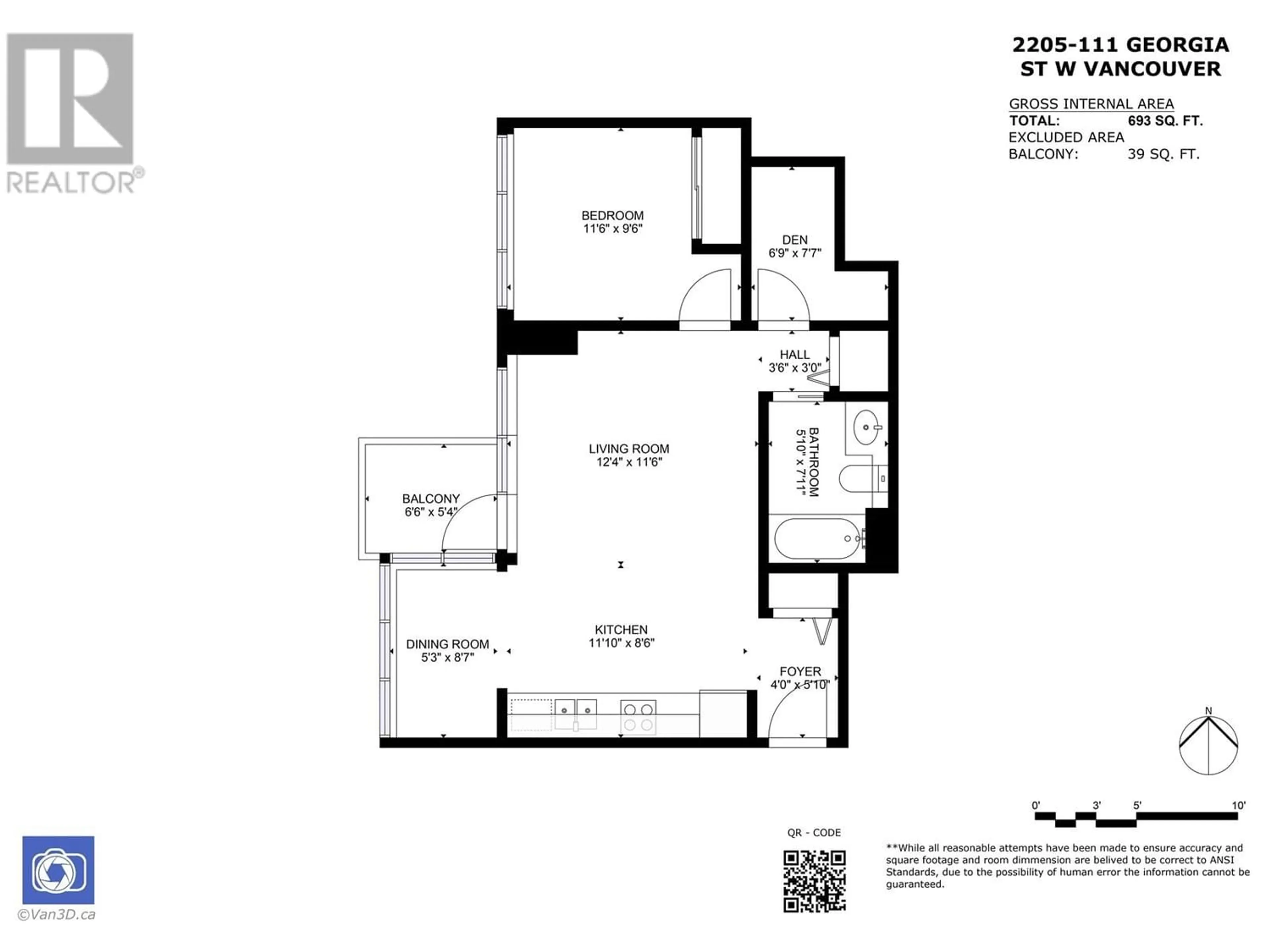 Floor plan for 2205 111 W GEORGIA STREET, Vancouver British Columbia V6B1T8