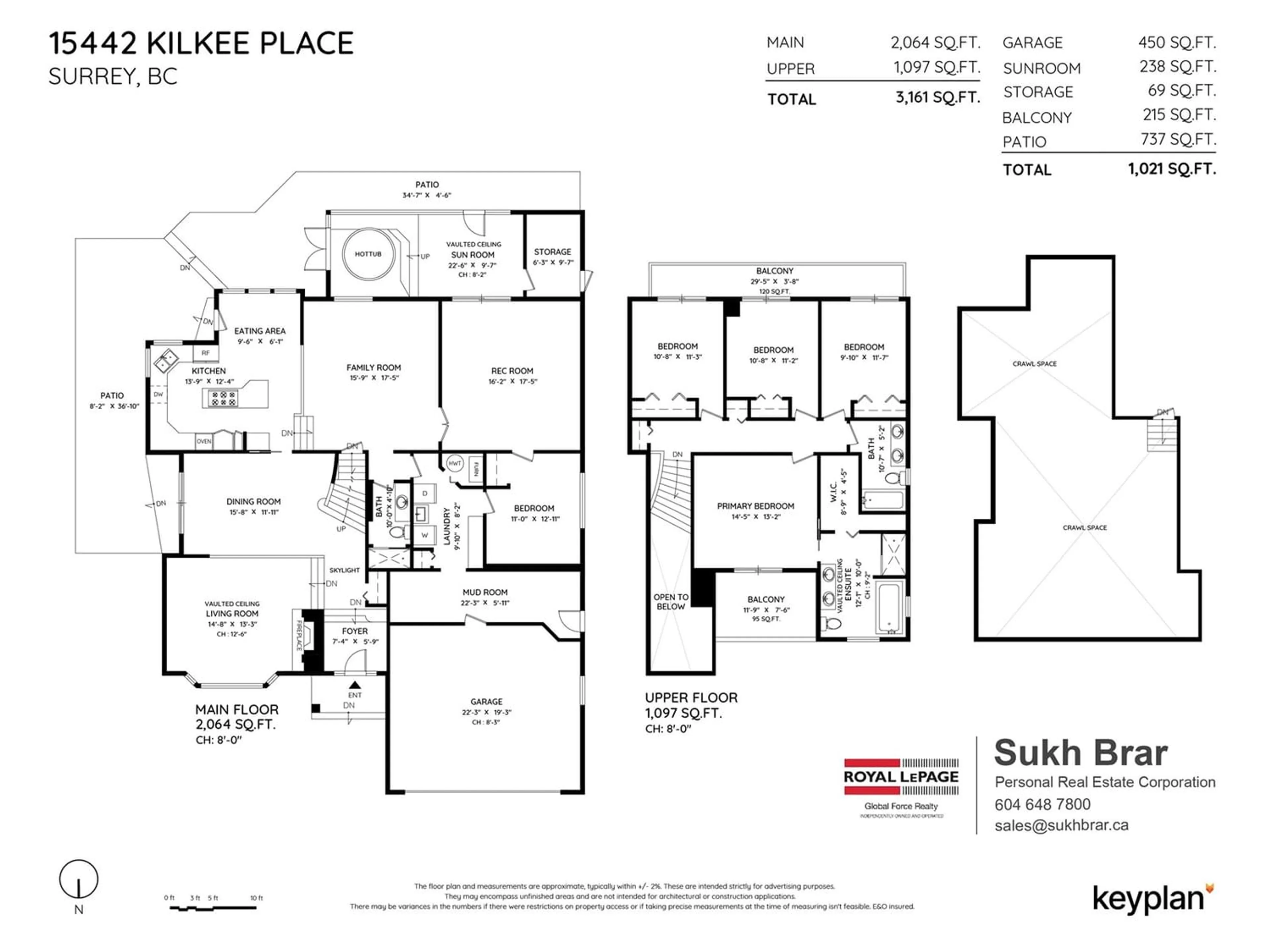 Floor plan for 15442 KILKEE PLACE, Surrey British Columbia V3S6E8