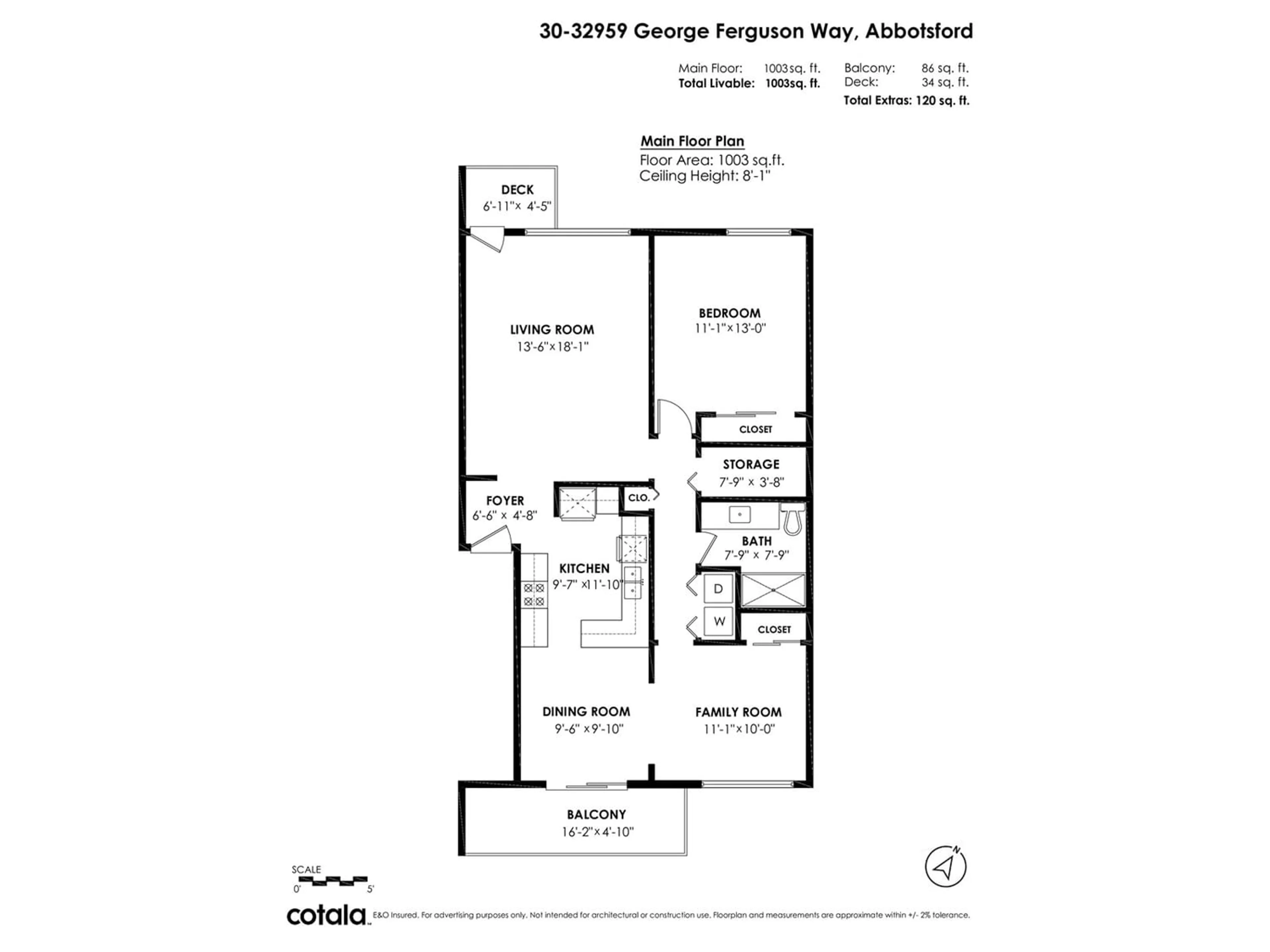 Floor plan for 30 32959 GEORGE FERGUSON WAY, Abbotsford British Columbia V2S7W9