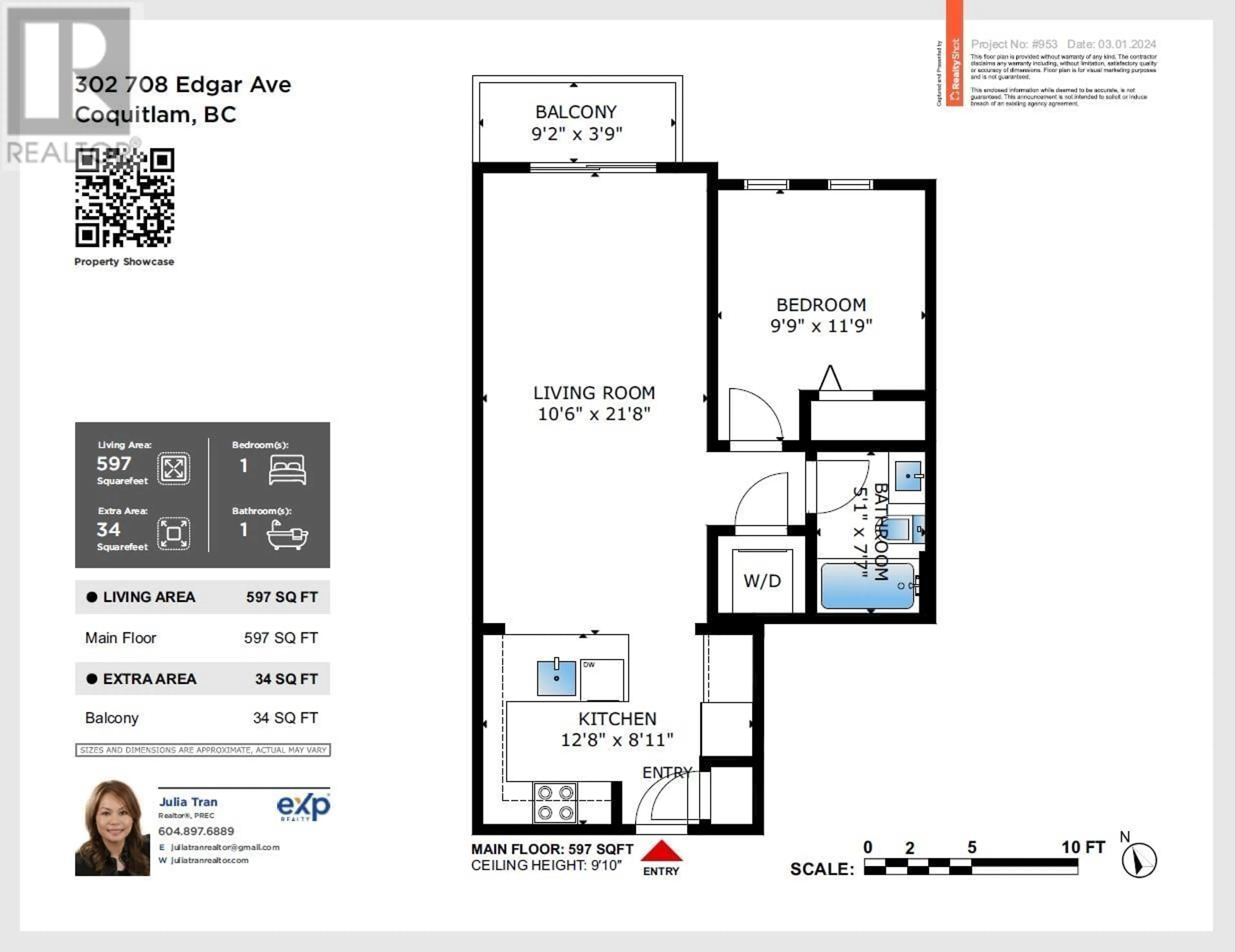 Floor plan for 302 708 EDGAR AVENUE, Coquitlam British Columbia V3K0H3