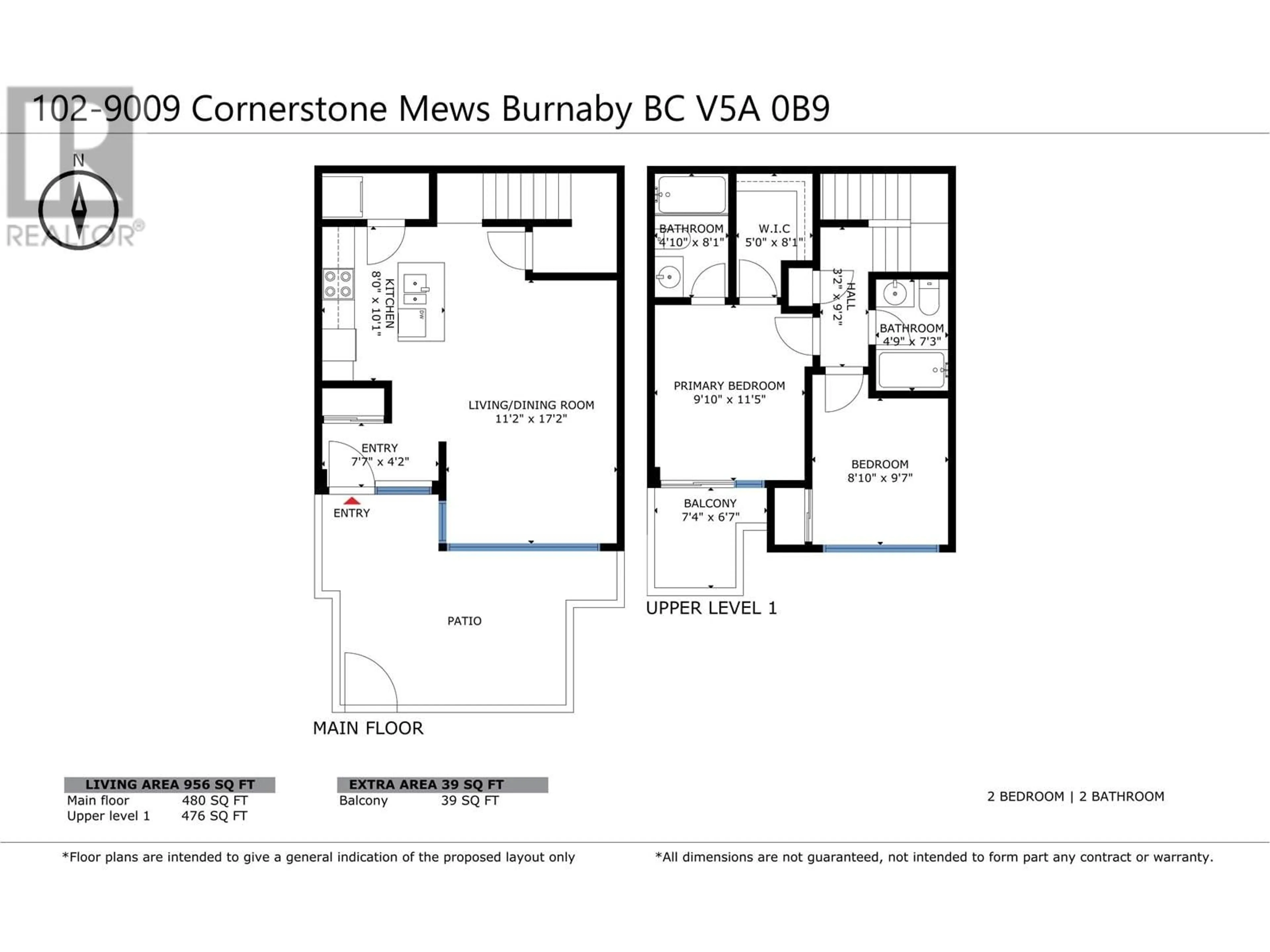 Floor plan for 102 - 9009 CORNERSTONE MEWS, Burnaby British Columbia V5A0B9