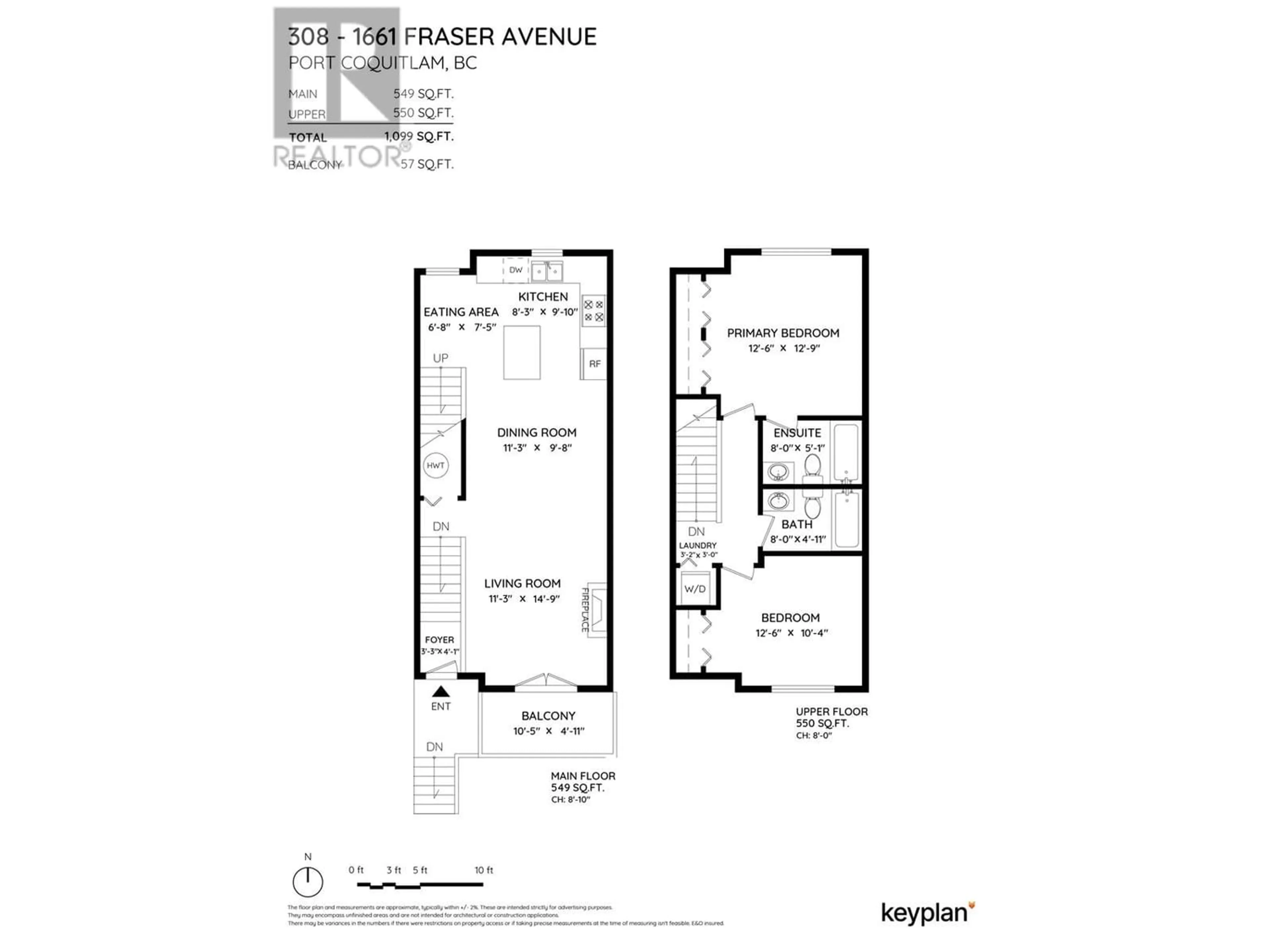 Floor plan for 308 1661 FRASER AVENUE, Port Coquitlam British Columbia V3B0B6