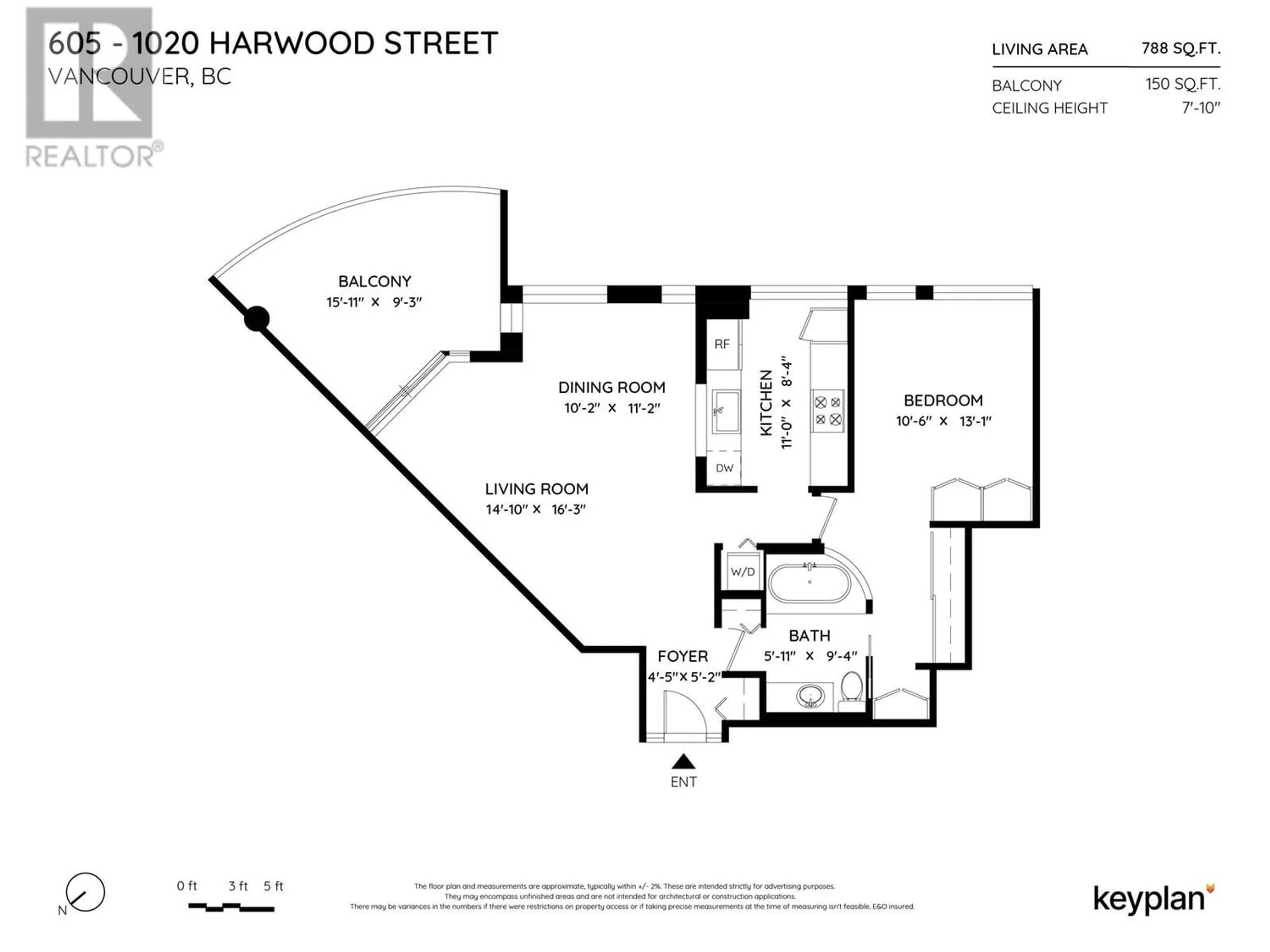 Floor plan for 605 1020 HARWOOD STREET, Vancouver British Columbia V6E4R1