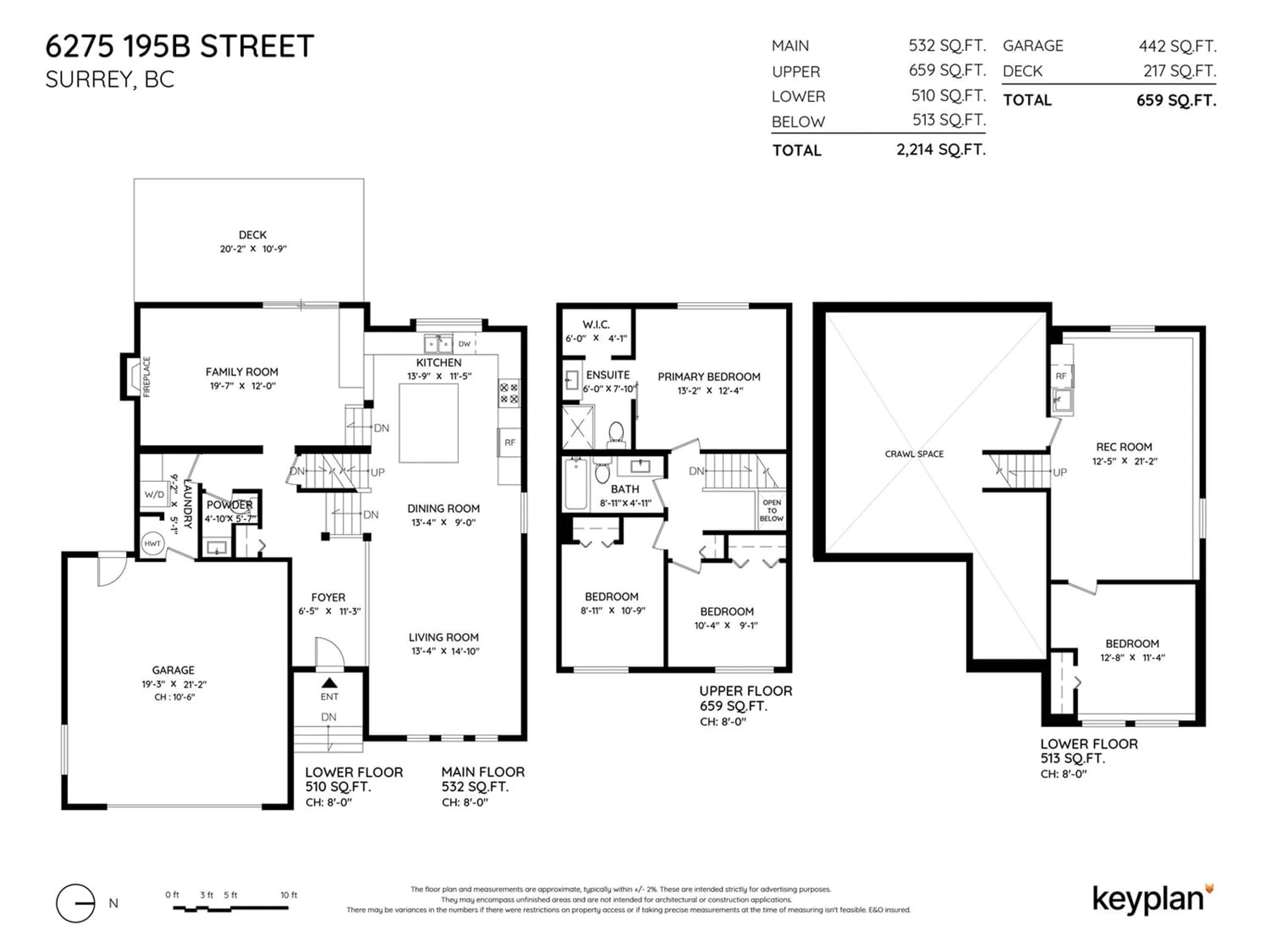 Floor plan for 6275 195B STREET, Surrey British Columbia V3S5M8