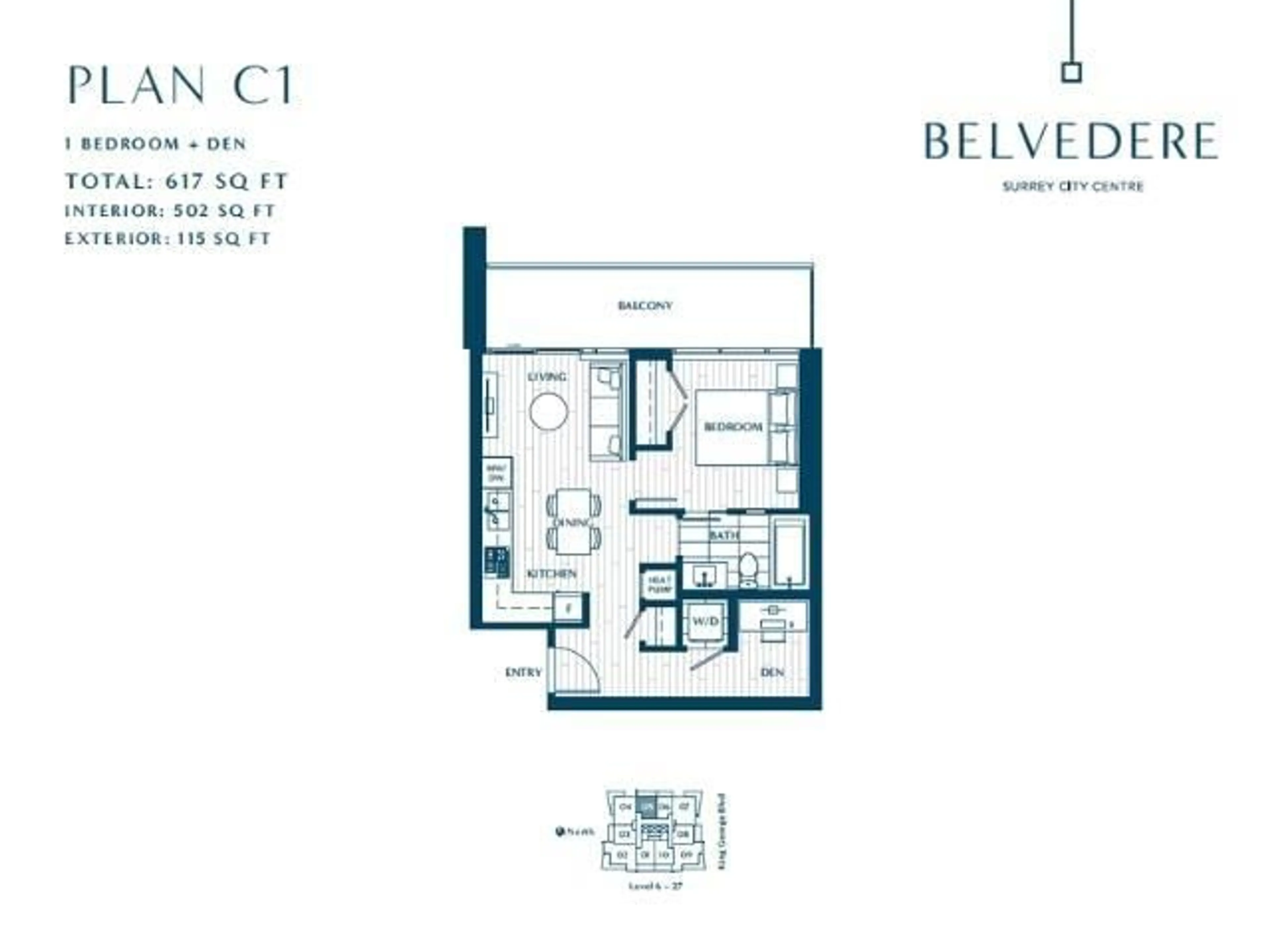 Floor plan for 805 9675 KING GEORGE BOULEVARD, Surrey British Columbia V3T2V3