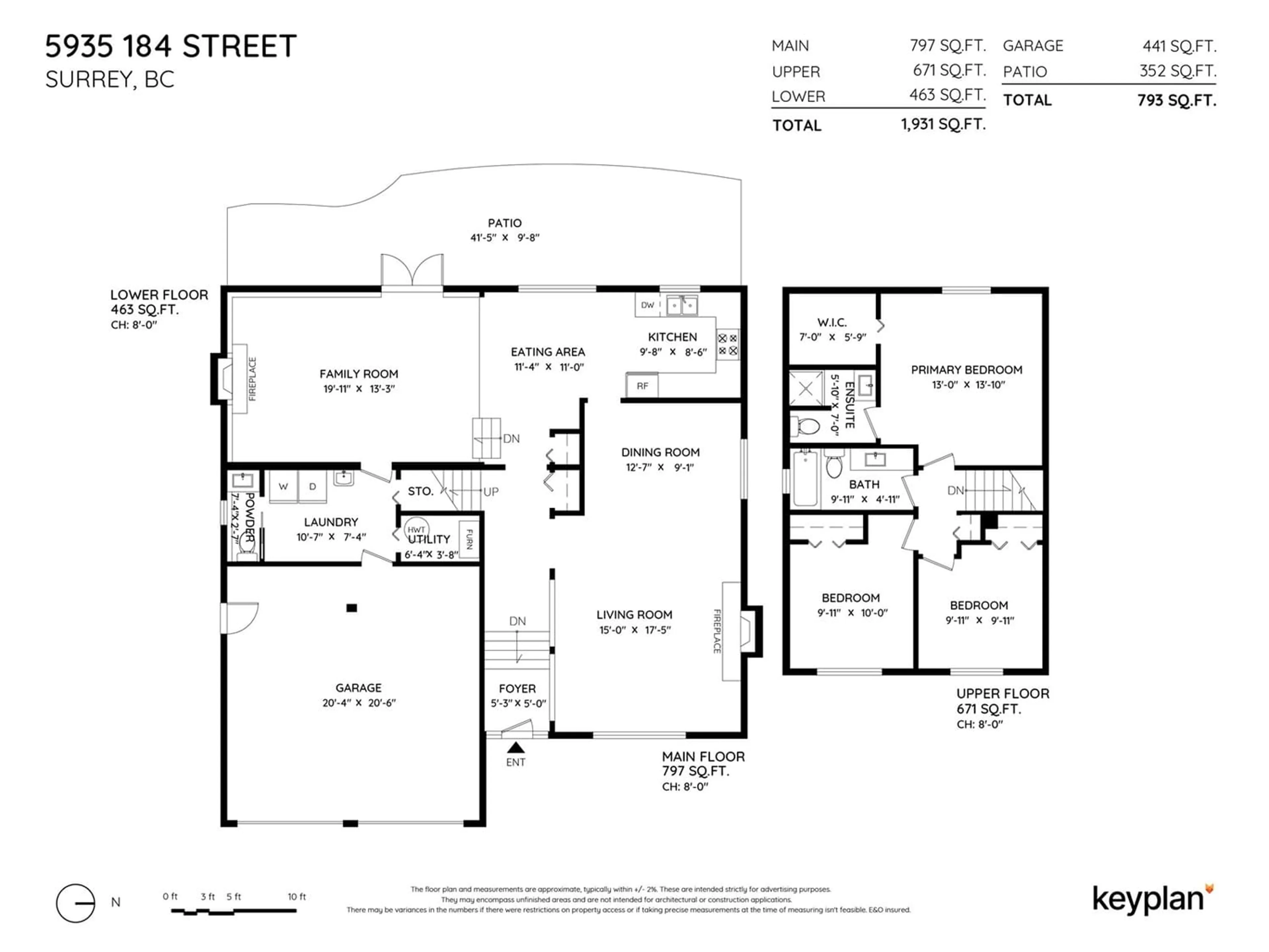 Floor plan for 5935 184 STREET, Surrey British Columbia V3S4N2