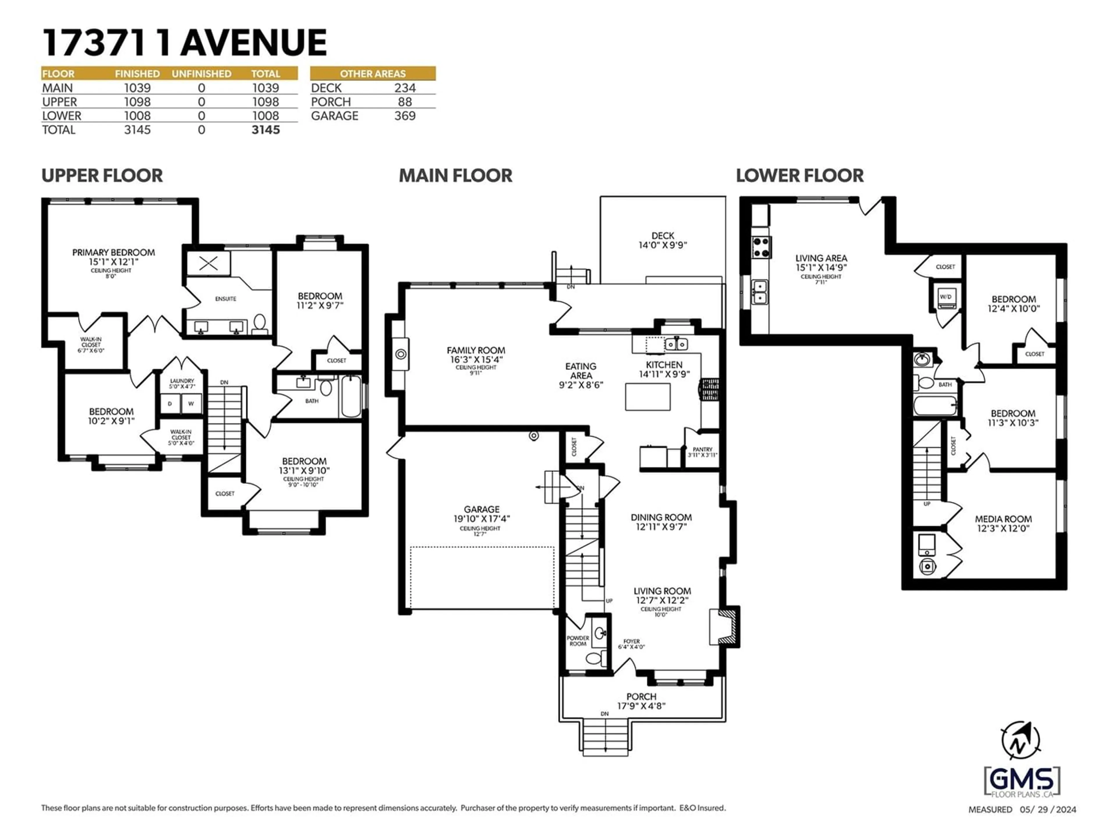 Floor plan for 17371 1 AVENUE, Surrey British Columbia V3Z8L2