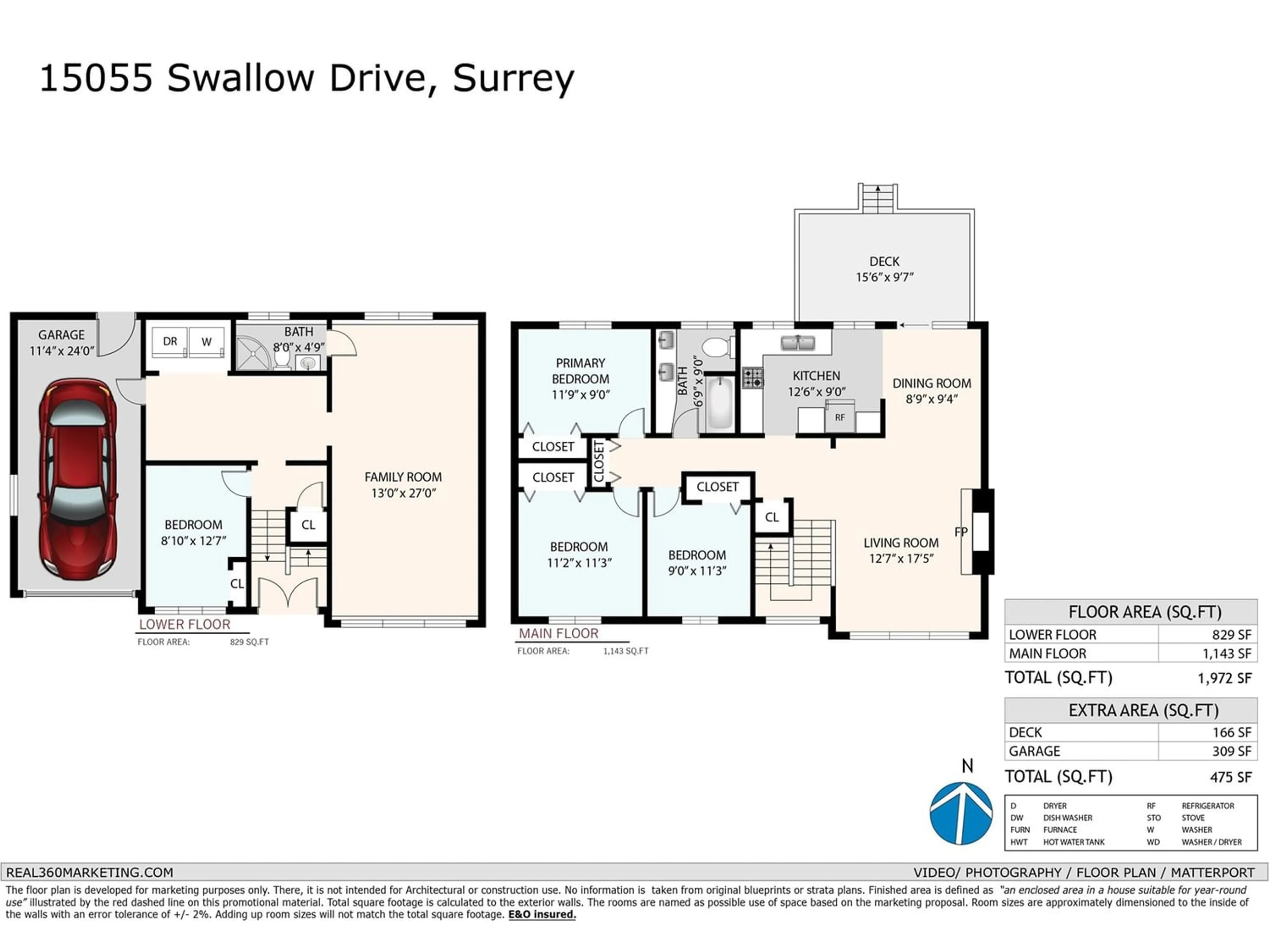 Floor plan for 15055 SWALLOW DRIVE, Surrey British Columbia V3R4W9